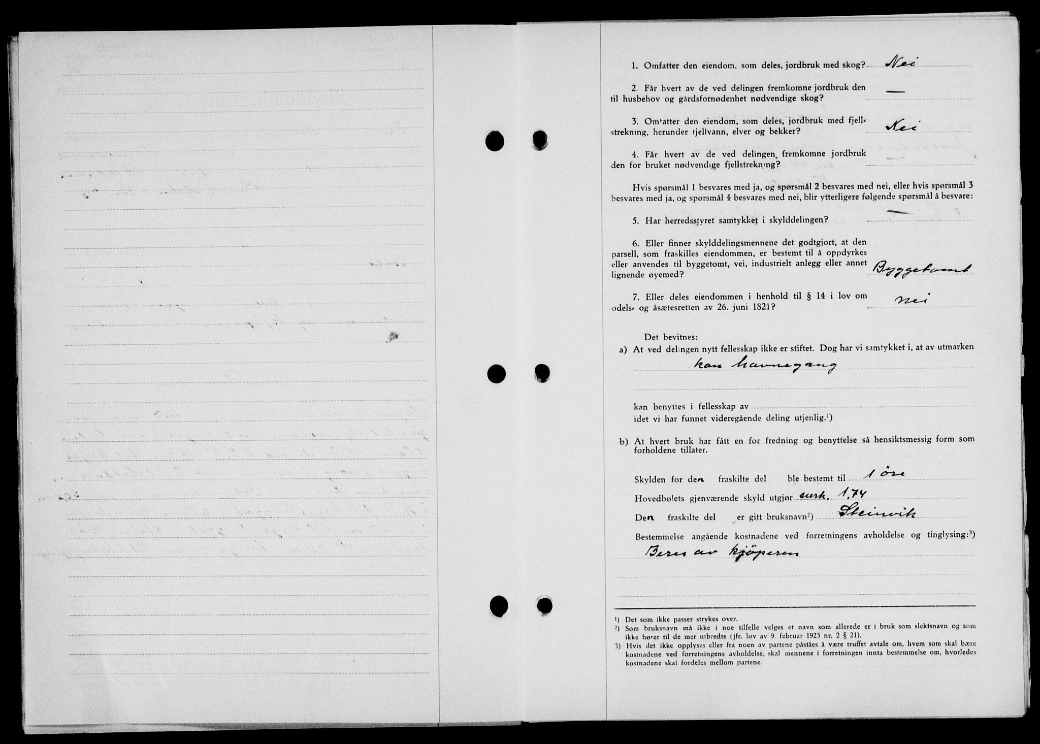 Lofoten sorenskriveri, SAT/A-0017/1/2/2C/L0013a: Mortgage book no. 13a, 1944-1946, Diary no: : 969/1945