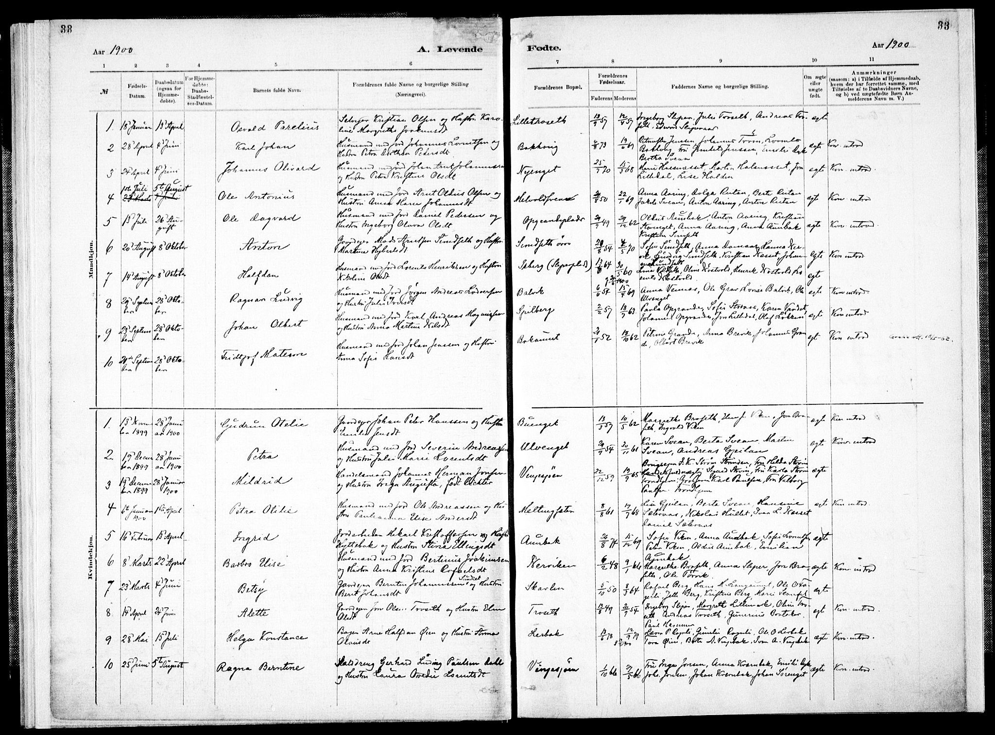 Ministerialprotokoller, klokkerbøker og fødselsregistre - Nord-Trøndelag, AV/SAT-A-1458/733/L0325: Parish register (official) no. 733A04, 1884-1908, p. 33