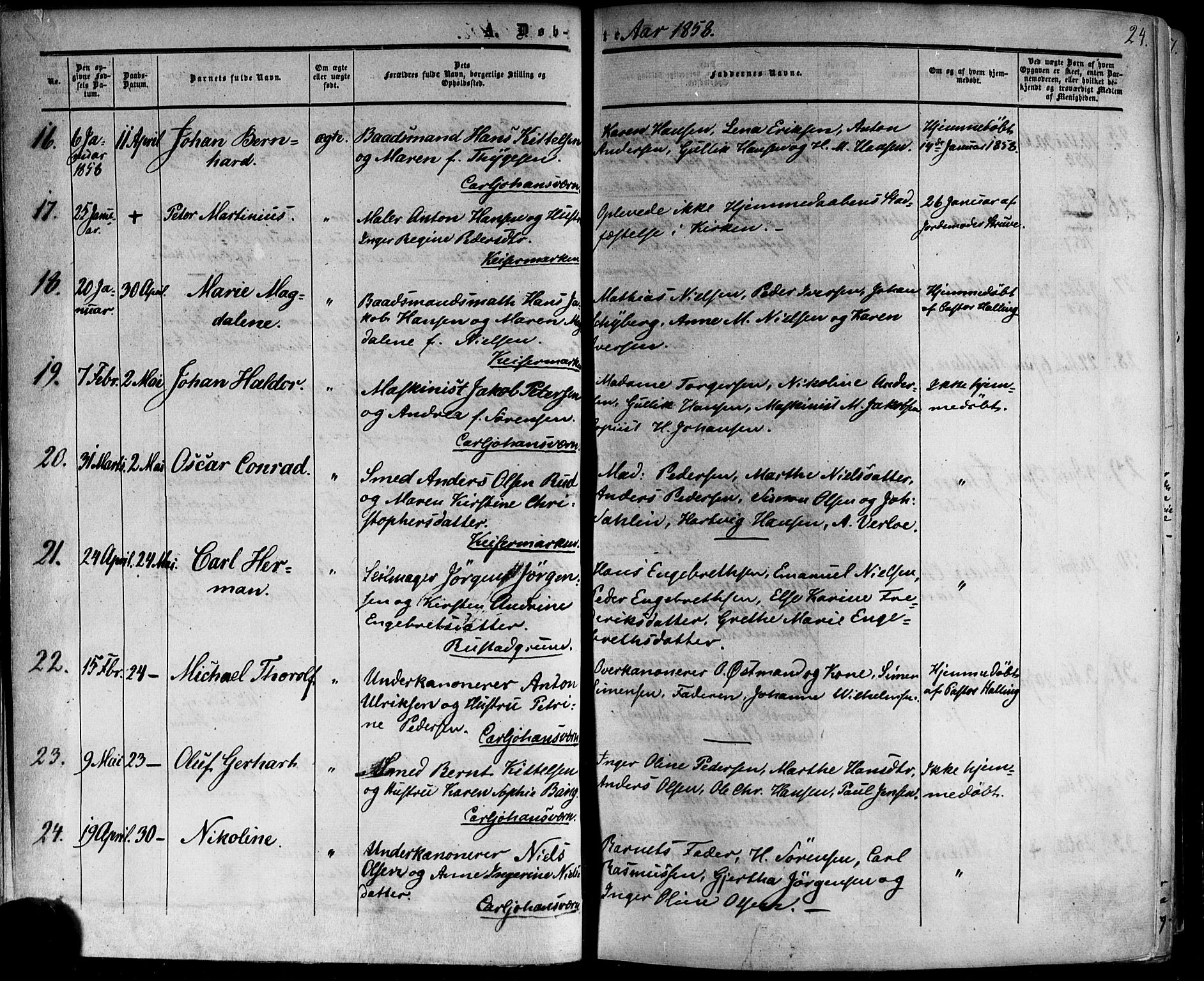 Horten kirkebøker, AV/SAKO-A-348/F/Fa/L0001: Parish register (official) no. 1, 1855-1871, p. 24