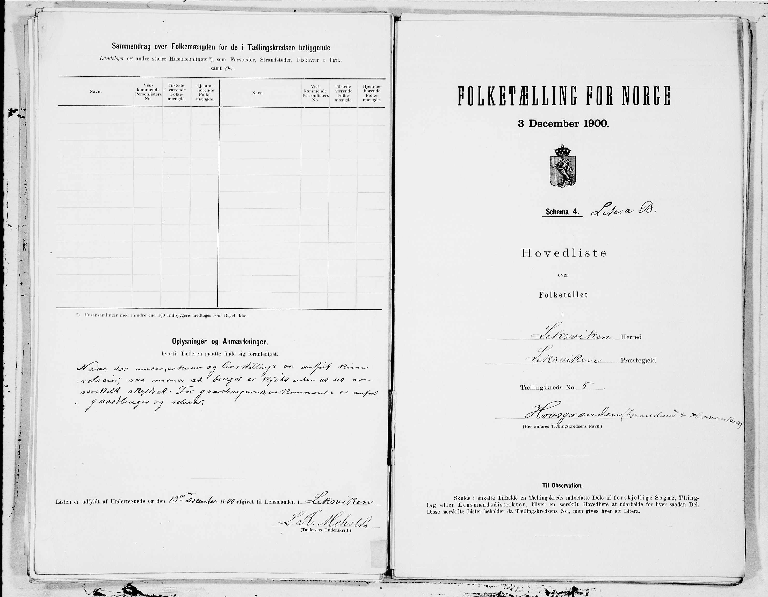 SAT, 1900 census for Leksvik, 1900, p. 12