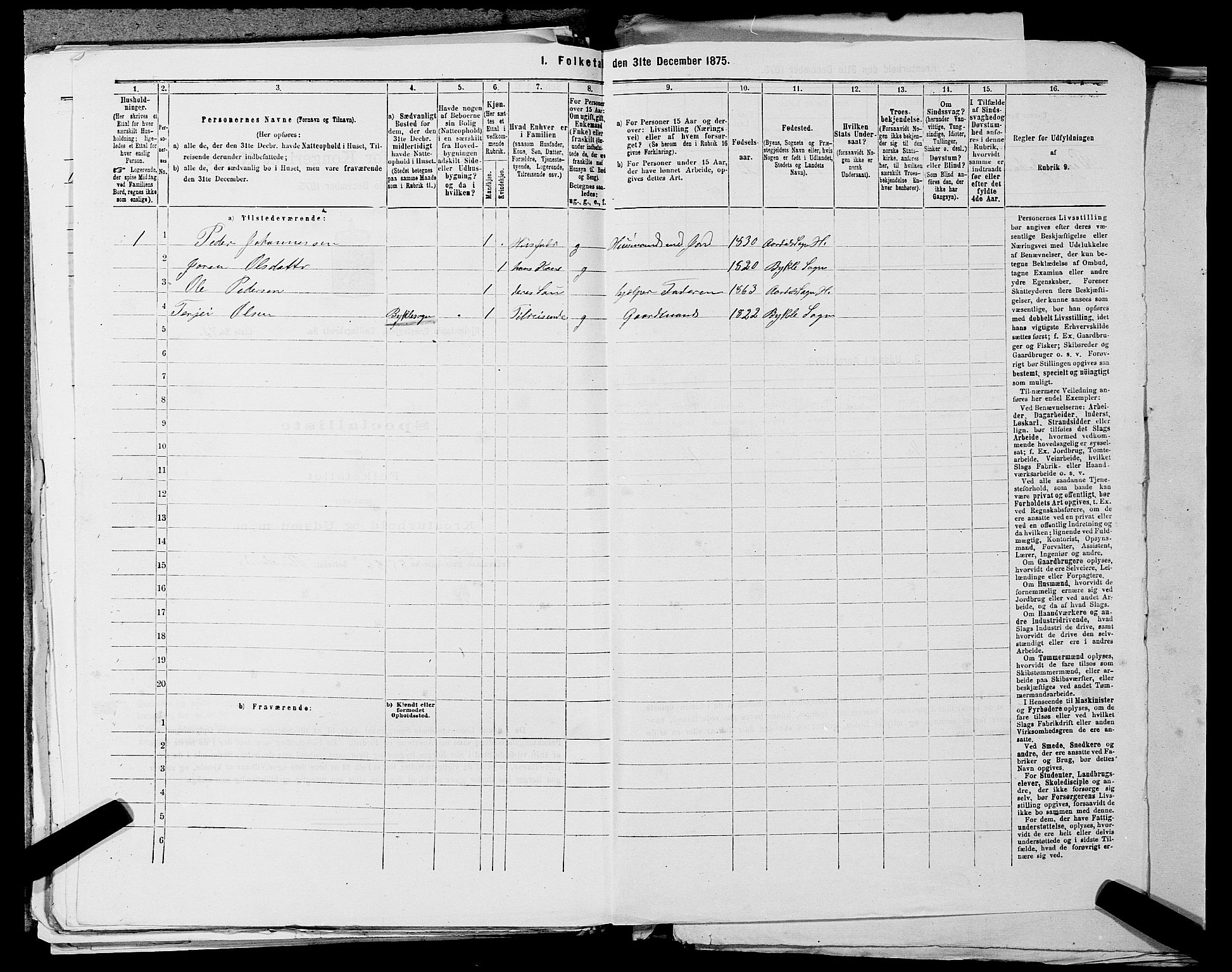 SAST, 1875 census for 1133P Hjelmeland, 1875, p. 1528