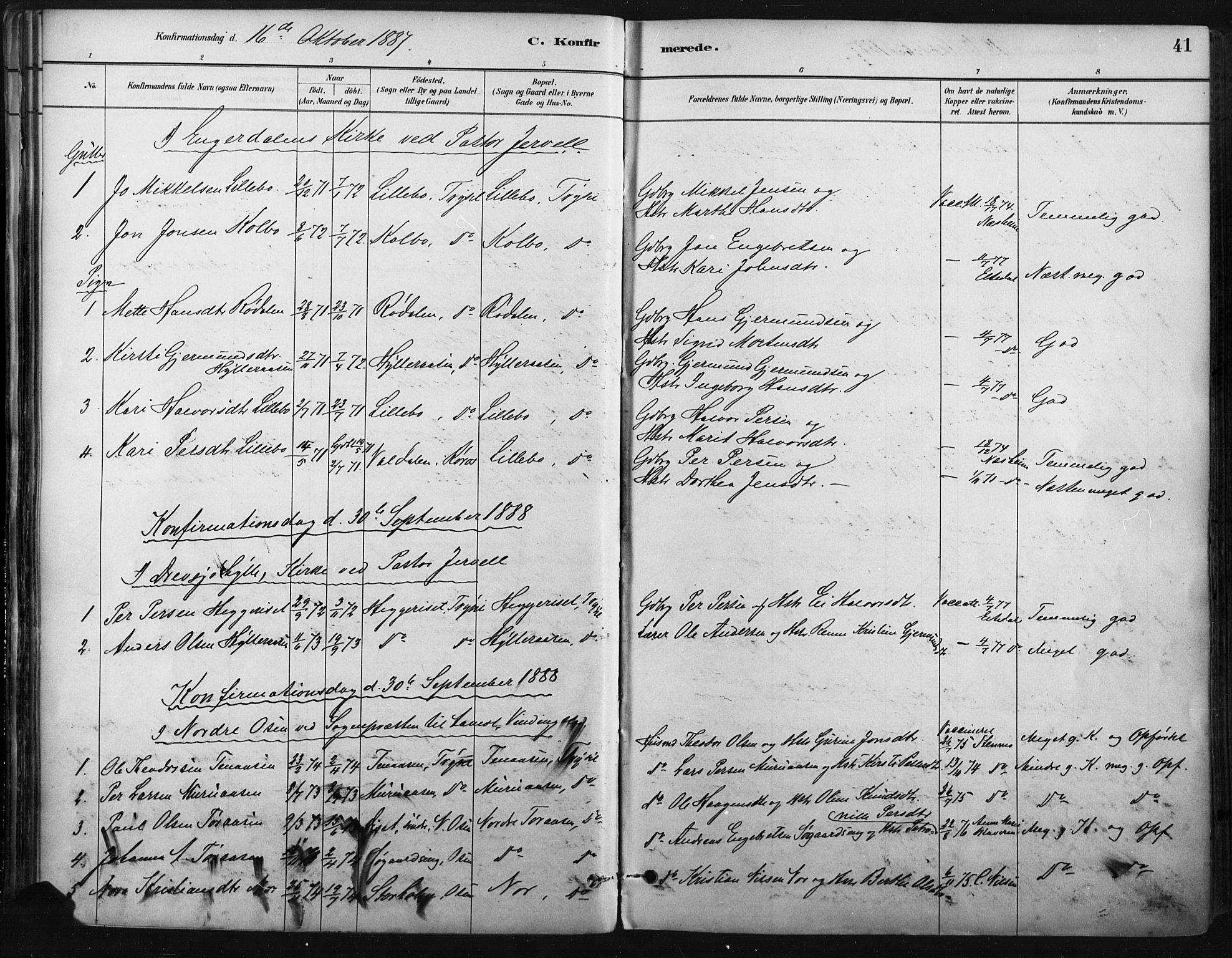 Trysil prestekontor, AV/SAH-PREST-046/H/Ha/Haa/L0009: Parish register (official) no. 9, 1881-1897, p. 41