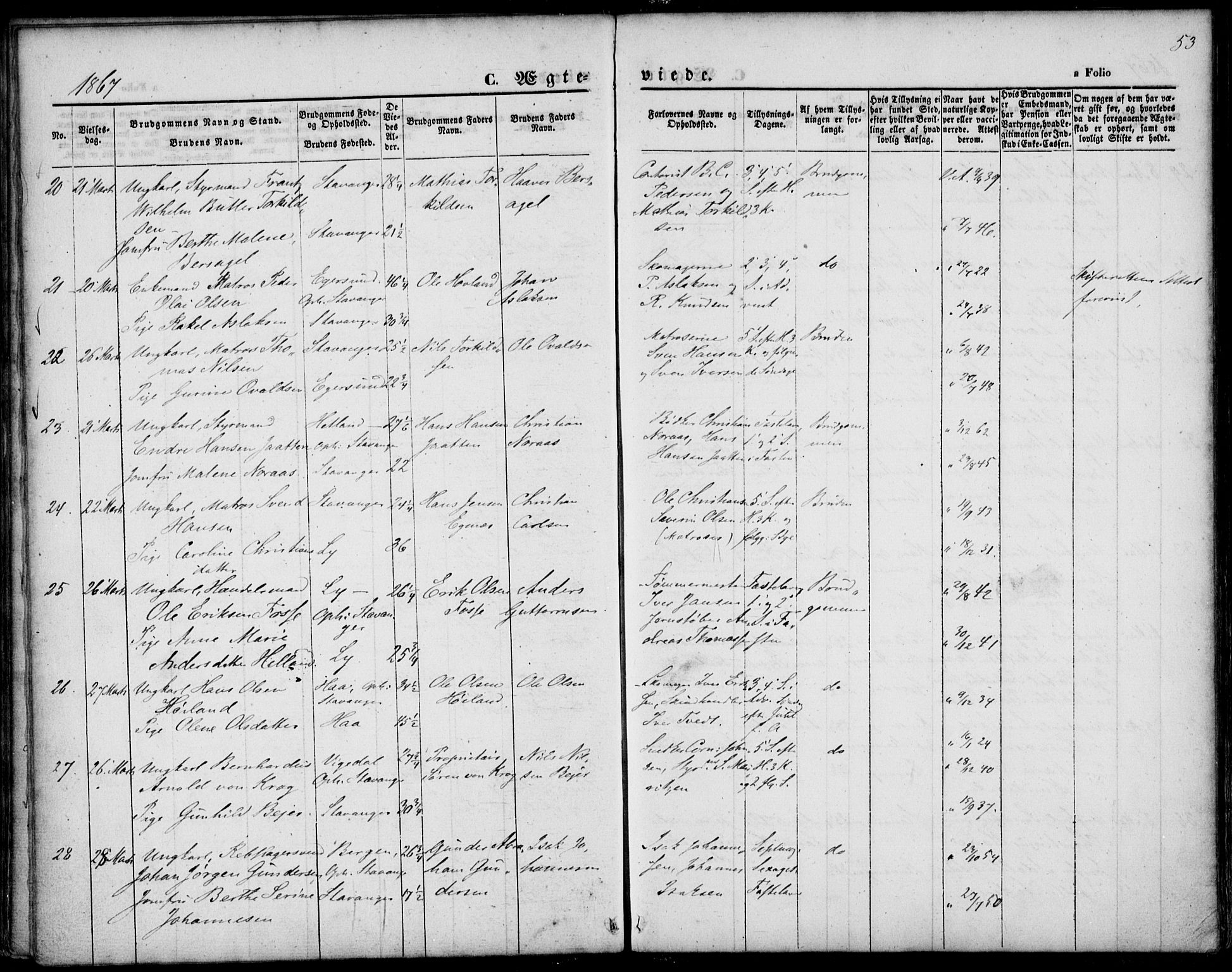 St. Petri sokneprestkontor, AV/SAST-A-101813/001/30/30BA/L0002: Parish register (official) no. A 2, 1861-1869, p. 53