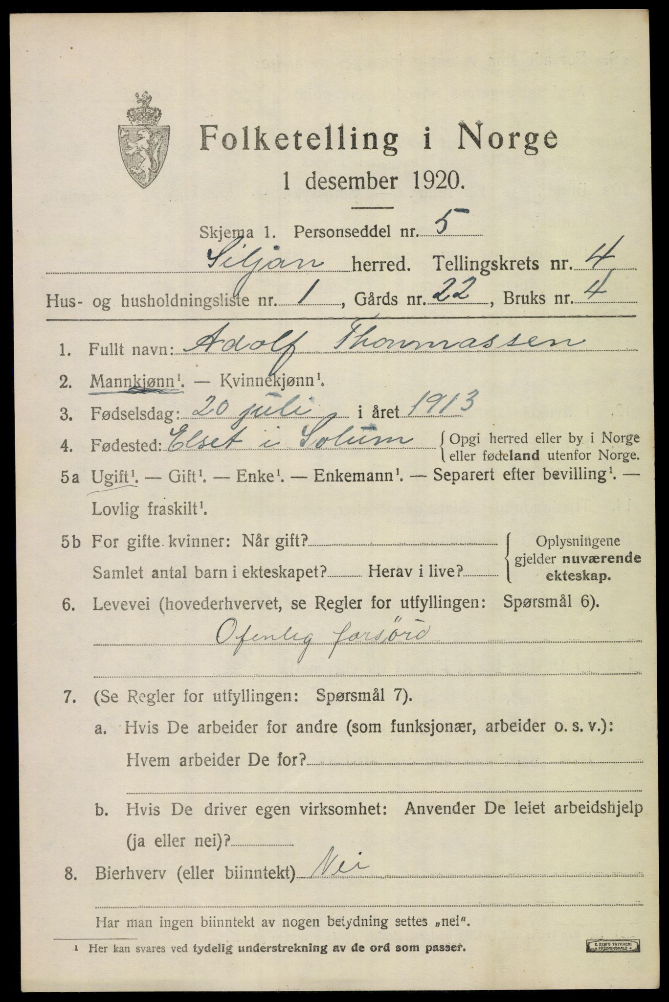 SAKO, 1920 census for Siljan, 1920, p. 1971