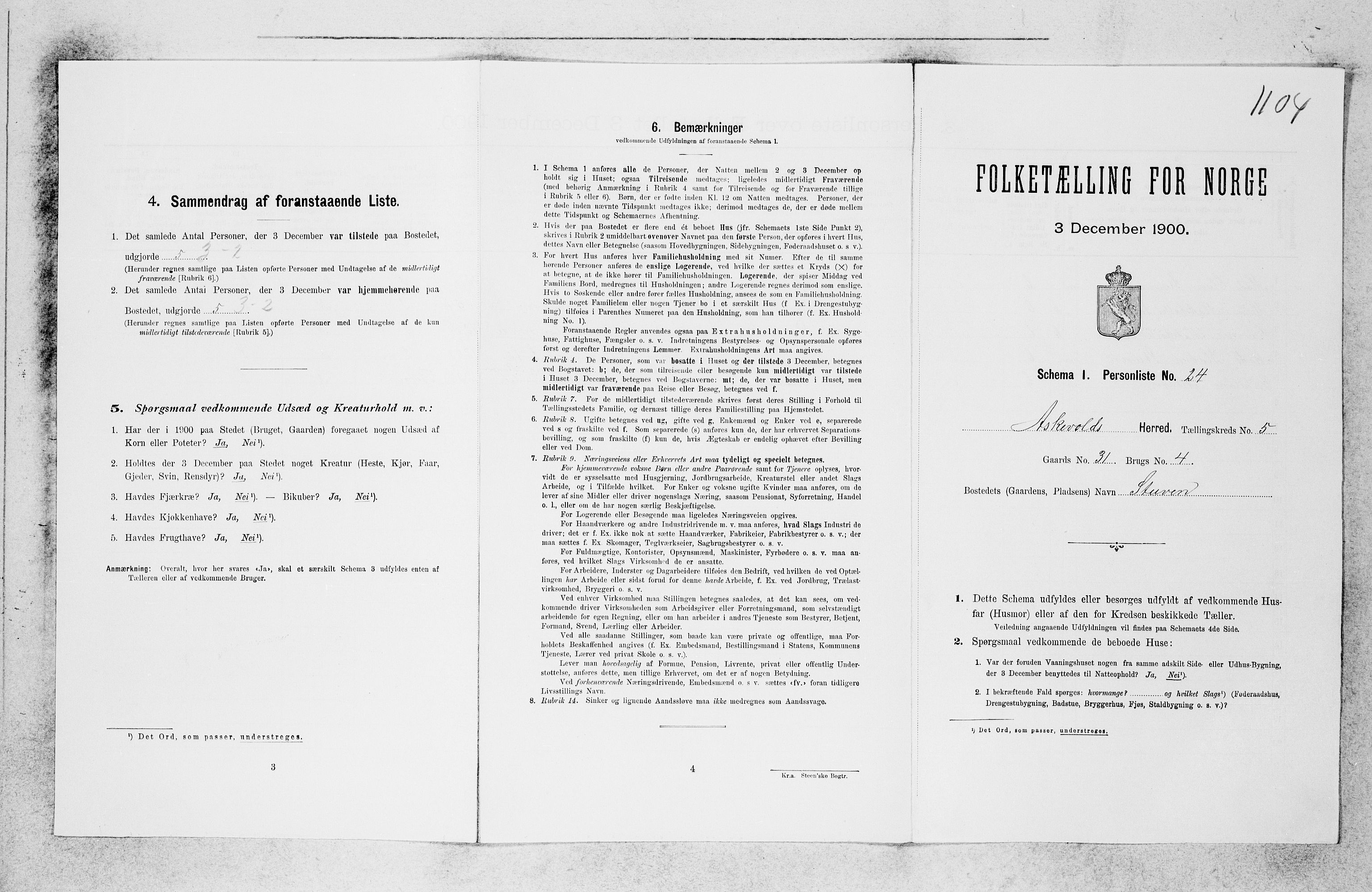 SAB, 1900 census for Askvoll, 1900, p. 411