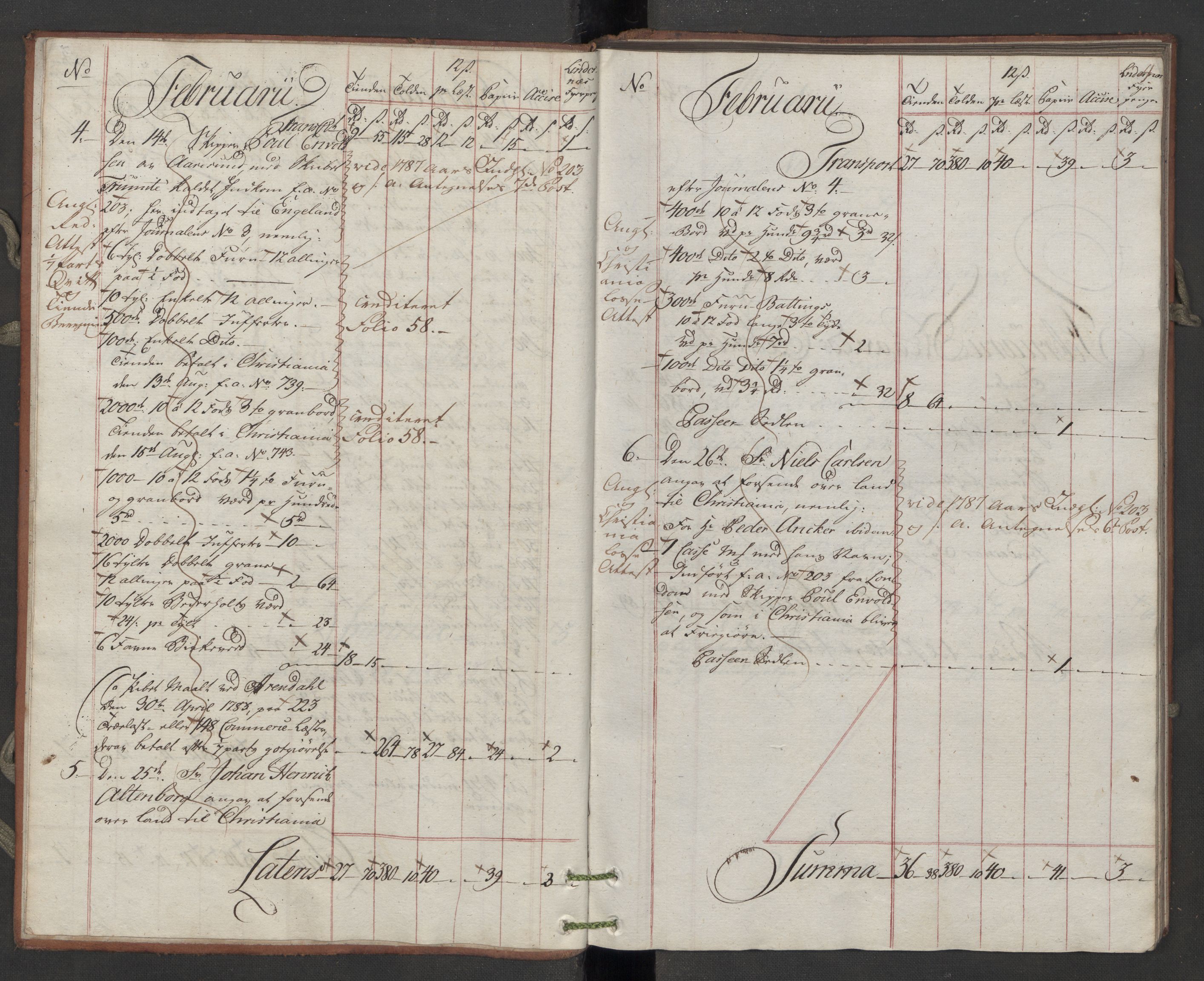 Generaltollkammeret, tollregnskaper, AV/RA-EA-5490/R07/L0048/0002: Tollregnskaper Sand / Utgående hovedtollbok, 1788