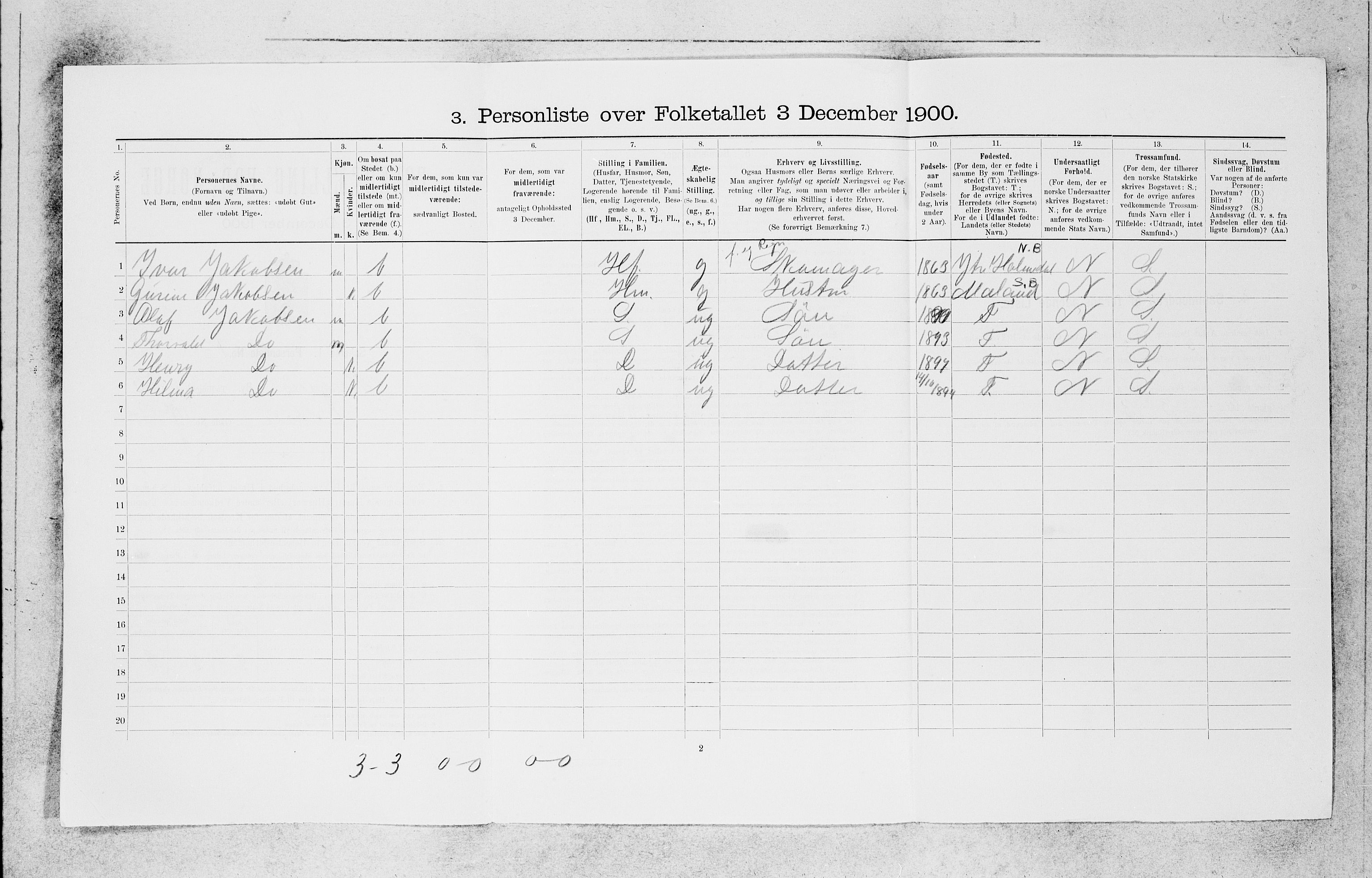 SAB, 1900 census for Bergen, 1900, p. 11150