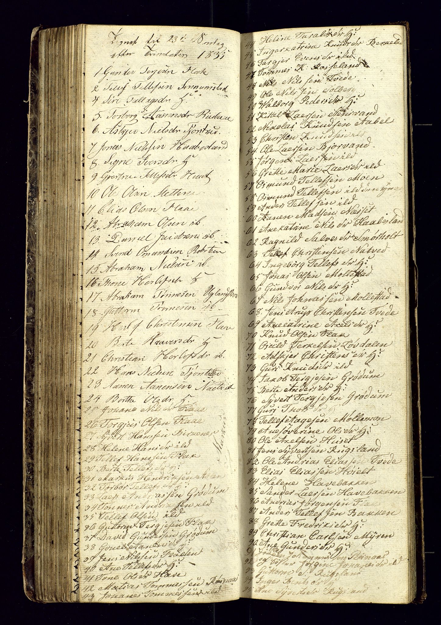 Birkenes sokneprestkontor, AV/SAK-1111-0004/F/Fc/L0001: Communicants register no. C-1, 1832-1839