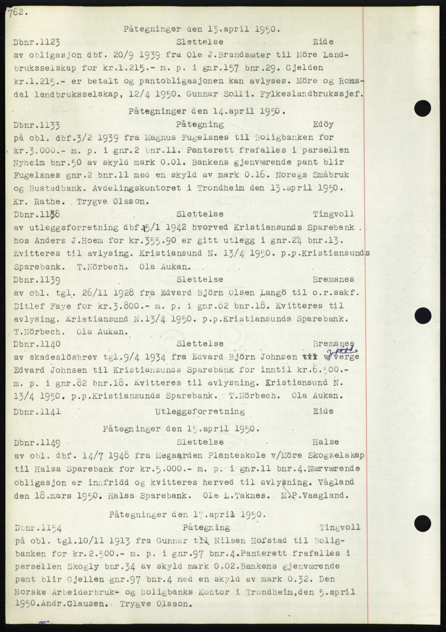 Nordmøre sorenskriveri, AV/SAT-A-4132/1/2/2Ca: Mortgage book no. C82b, 1946-1951, Diary no: : 1123/1950