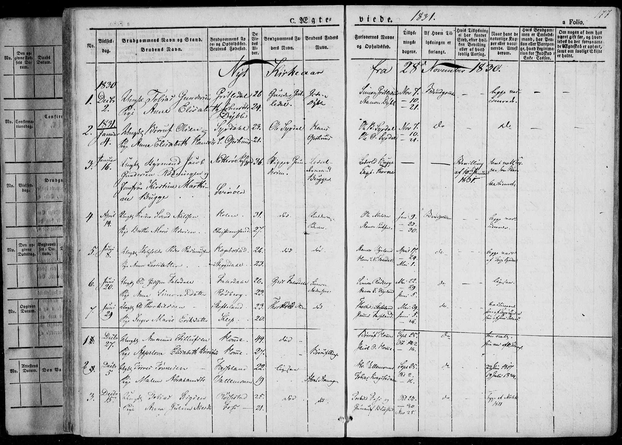 Sør-Audnedal sokneprestkontor, AV/SAK-1111-0039/F/Fa/Fab/L0006: Parish register (official) no. A 6, 1829-1855, p. 177