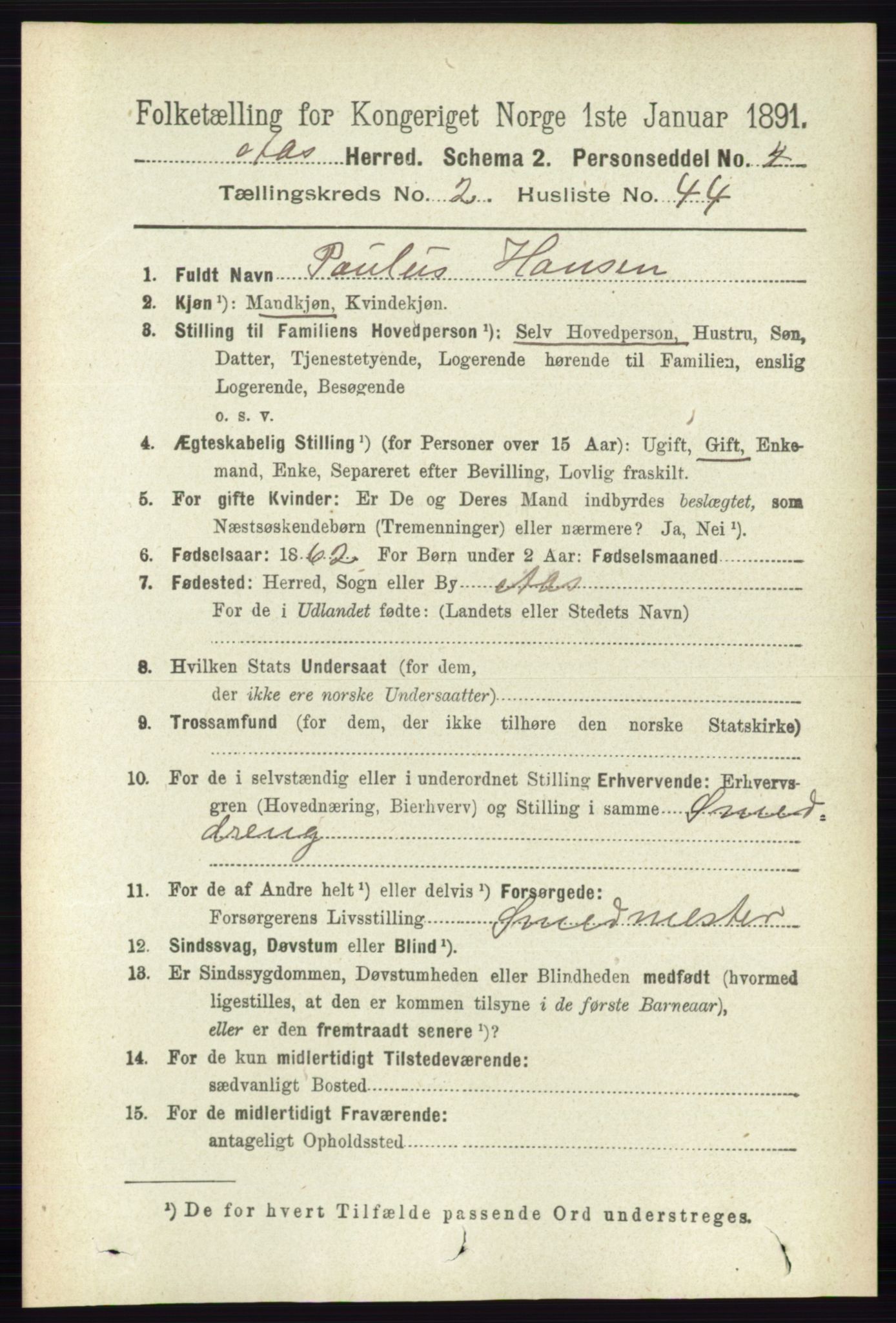 RA, 1891 census for 0214 Ås, 1891, p. 1818