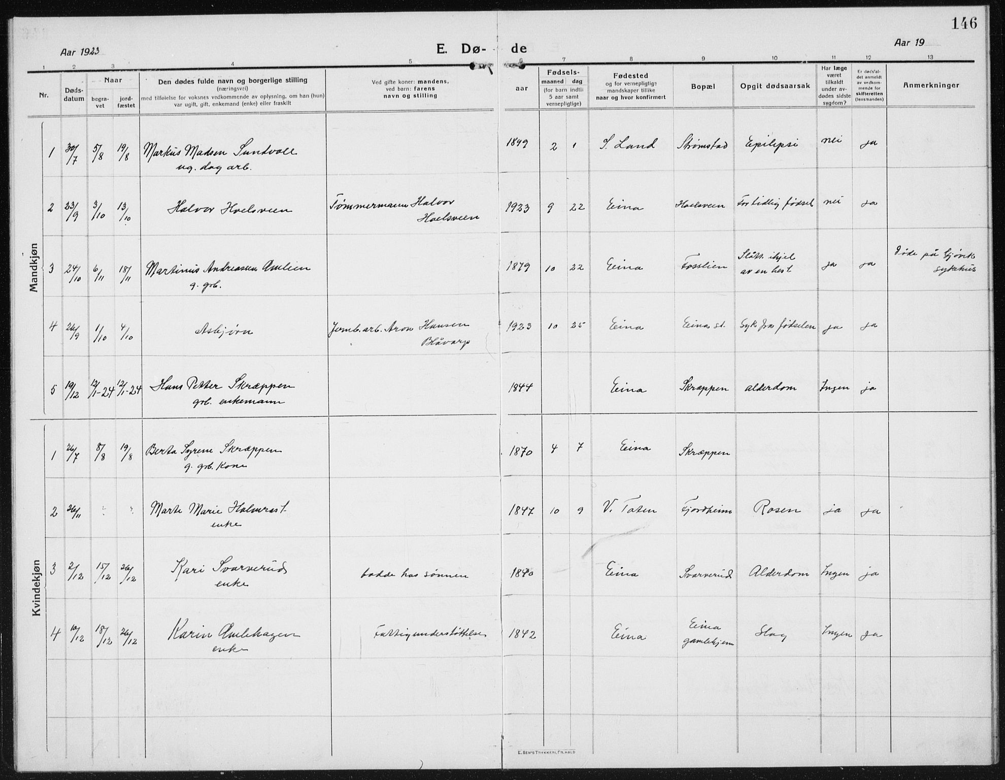 Kolbu prestekontor, SAH/PREST-110/H/Ha/Hab/L0006: Parish register (copy) no. 6, 1916-1934, p. 146