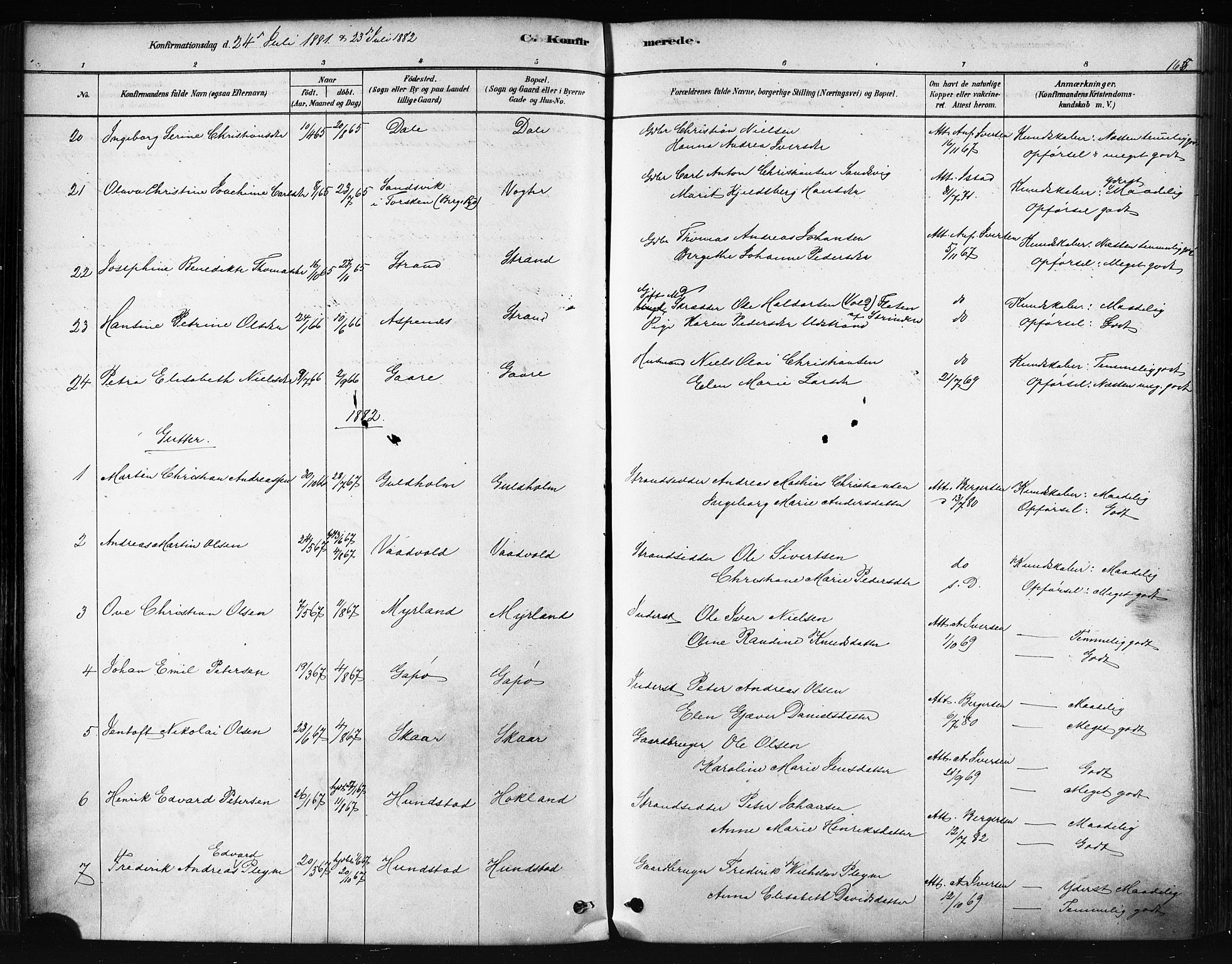 Kvæfjord sokneprestkontor, SATØ/S-1323/G/Ga/Gaa/L0005kirke: Parish register (official) no. 5, 1878-1894, p. 165