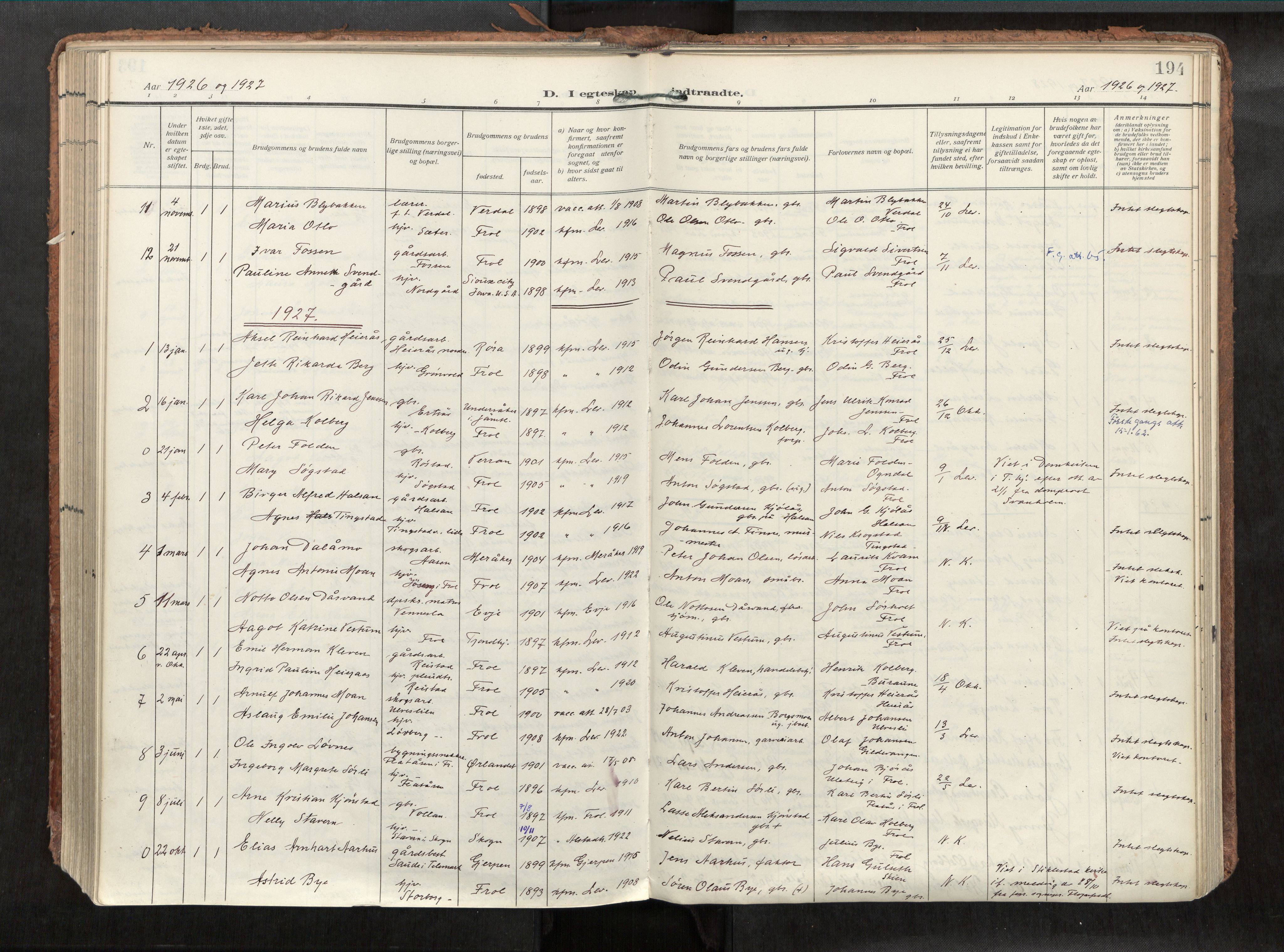 Levanger sokneprestkontor, SAT/A-1301/2/H/Haa/L0002: Parish register (official) no. 2, 1912-1935, p. 194
