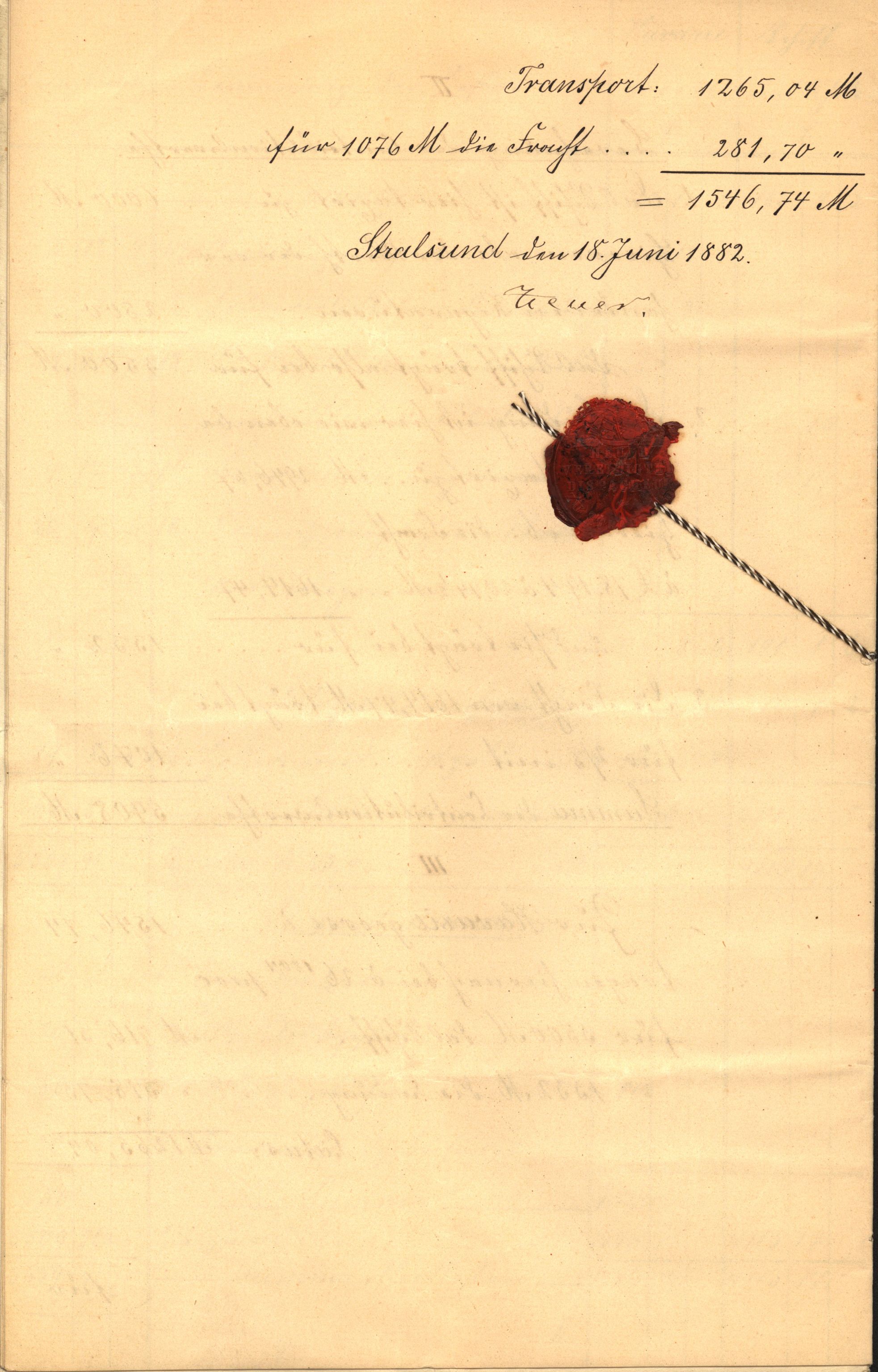 Pa 63 - Østlandske skibsassuranceforening, VEMU/A-1079/G/Ga/L0014/0012: Havaridokumenter / Sophie, Andover, Alliance, Anna, 1882, p. 97