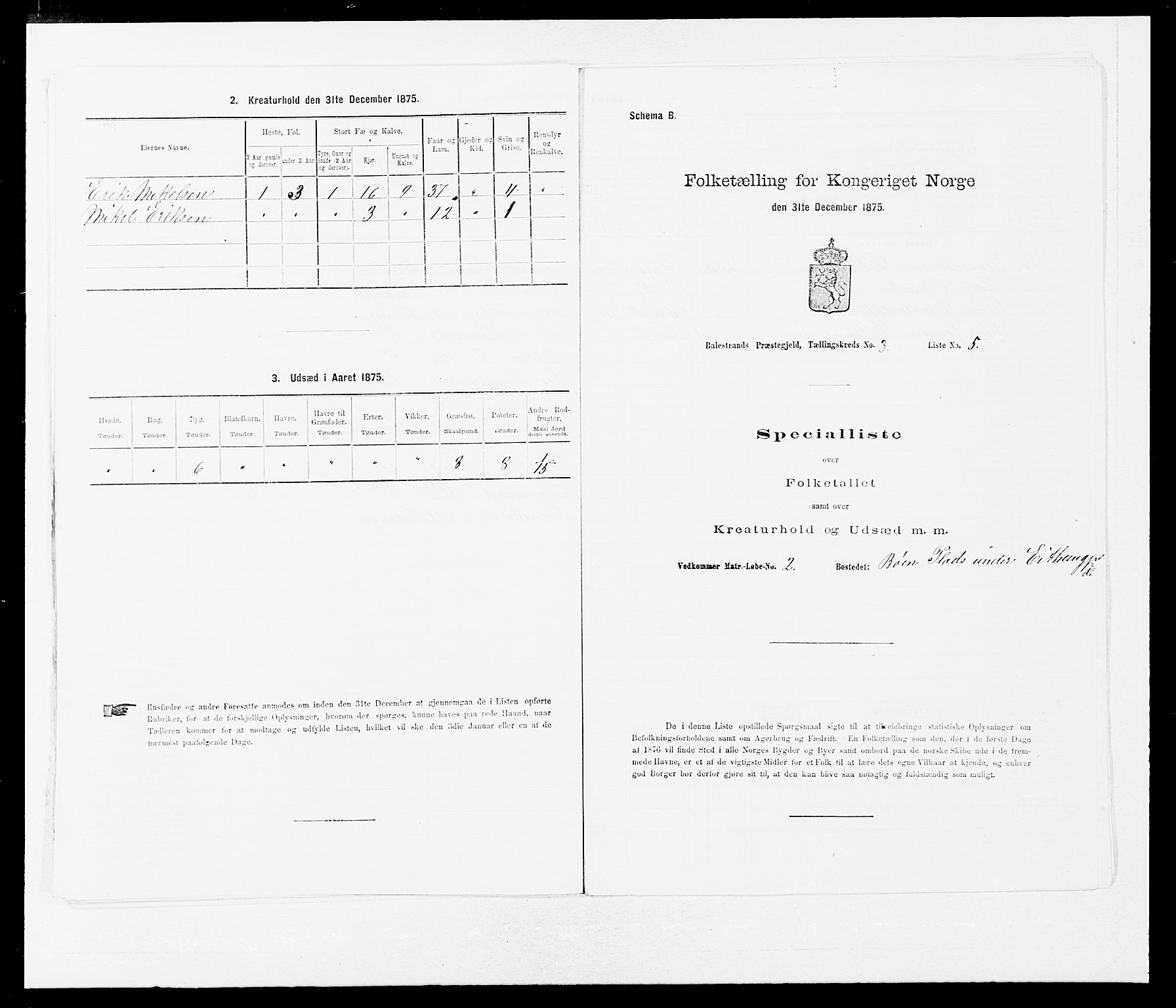 SAB, 1875 census for 1418P Balestrand, 1875, p. 365