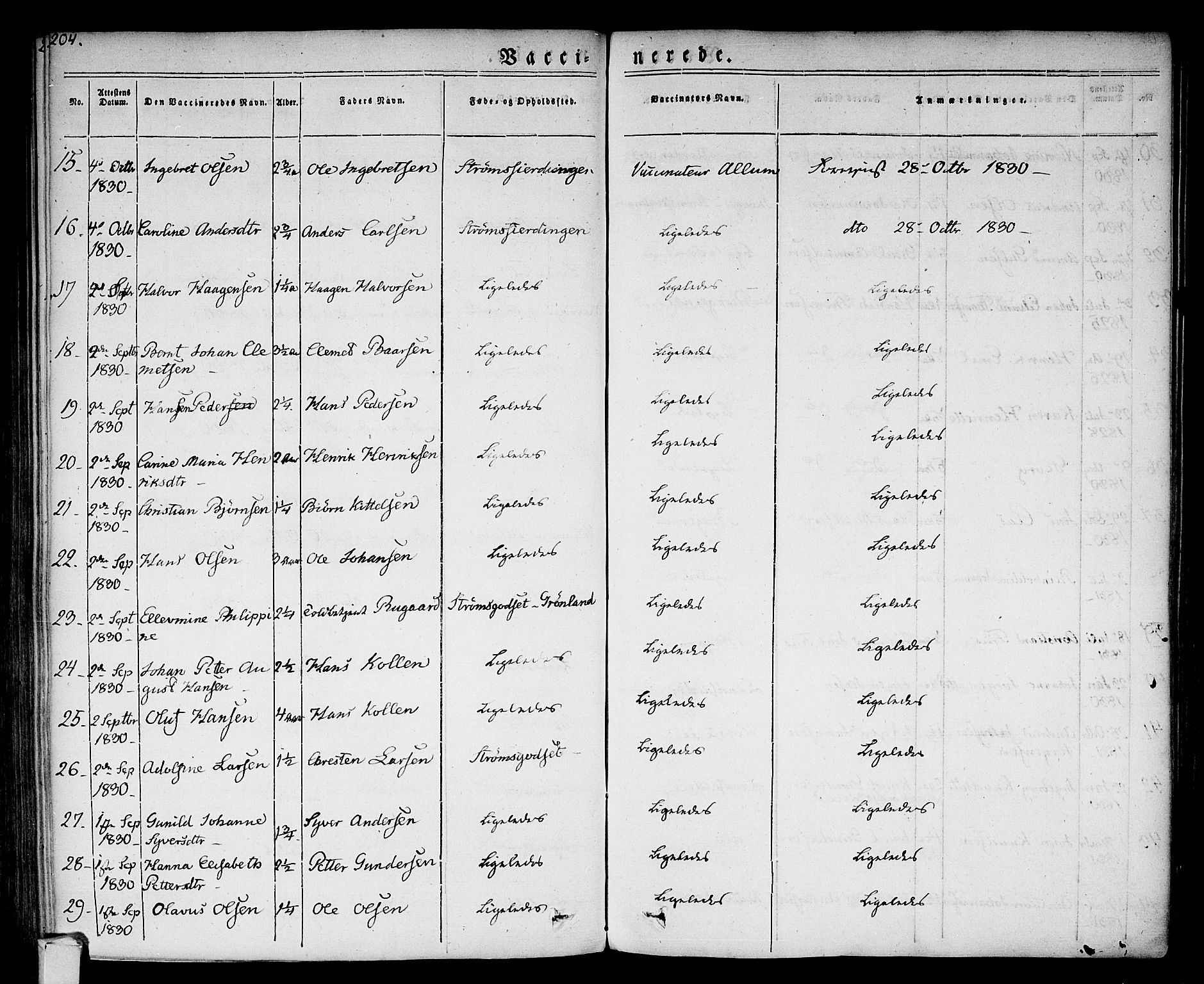 Bragernes kirkebøker, SAKO/A-6/F/Fc/L0001: Parish register (official) no. III 1, 1830-1853, p. 204
