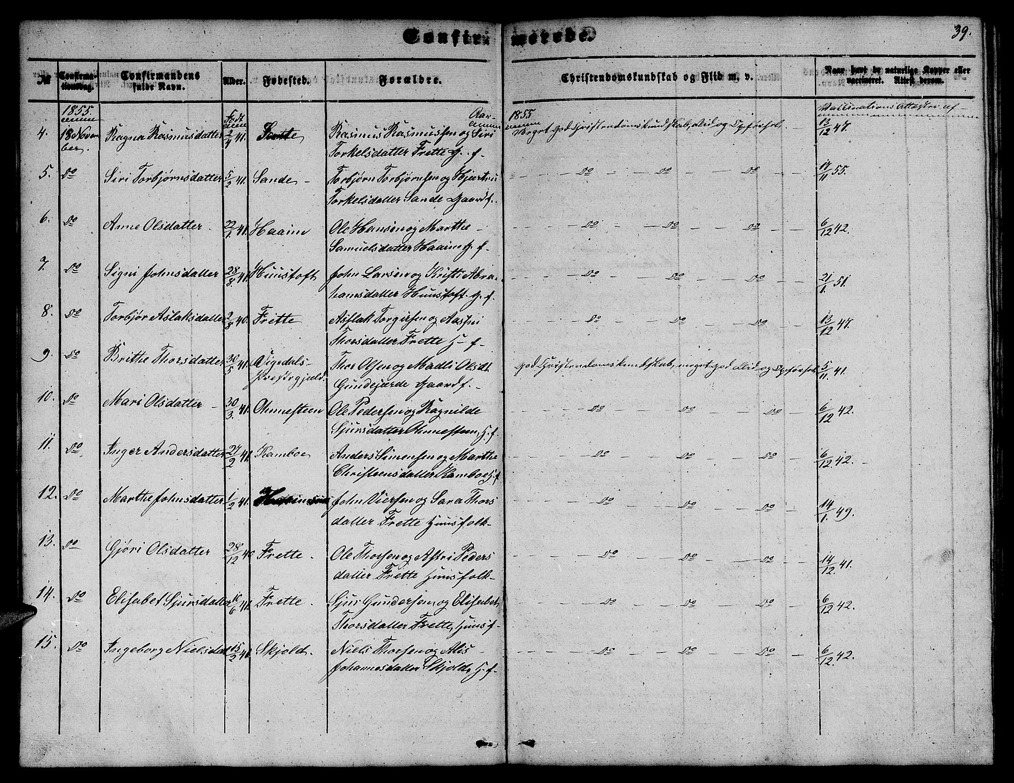 Etne sokneprestembete, AV/SAB-A-75001/H/Hab: Parish register (copy) no. C 2, 1851-1865, p. 39