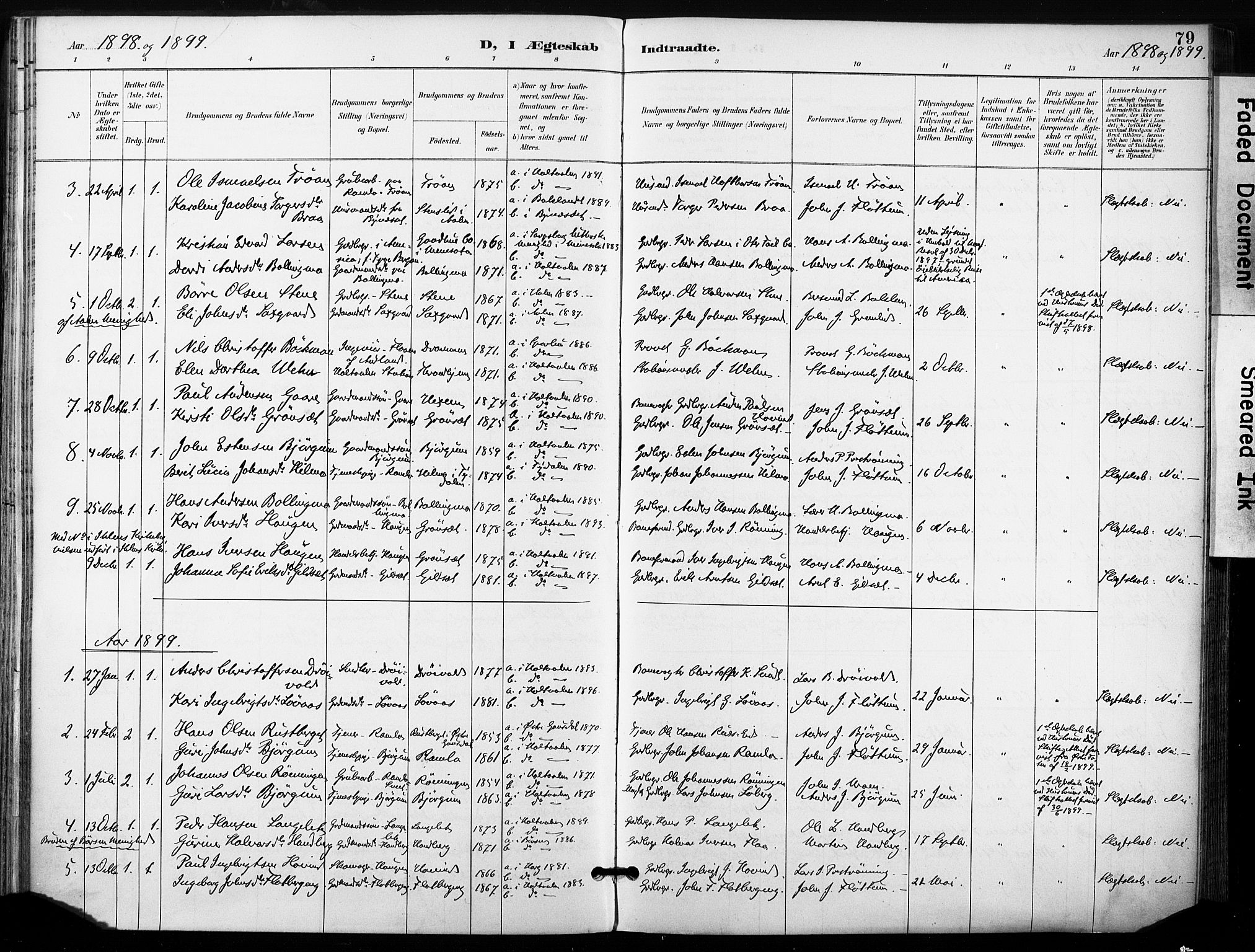 Ministerialprotokoller, klokkerbøker og fødselsregistre - Sør-Trøndelag, SAT/A-1456/685/L0973: Parish register (official) no. 685A10, 1891-1907, p. 79