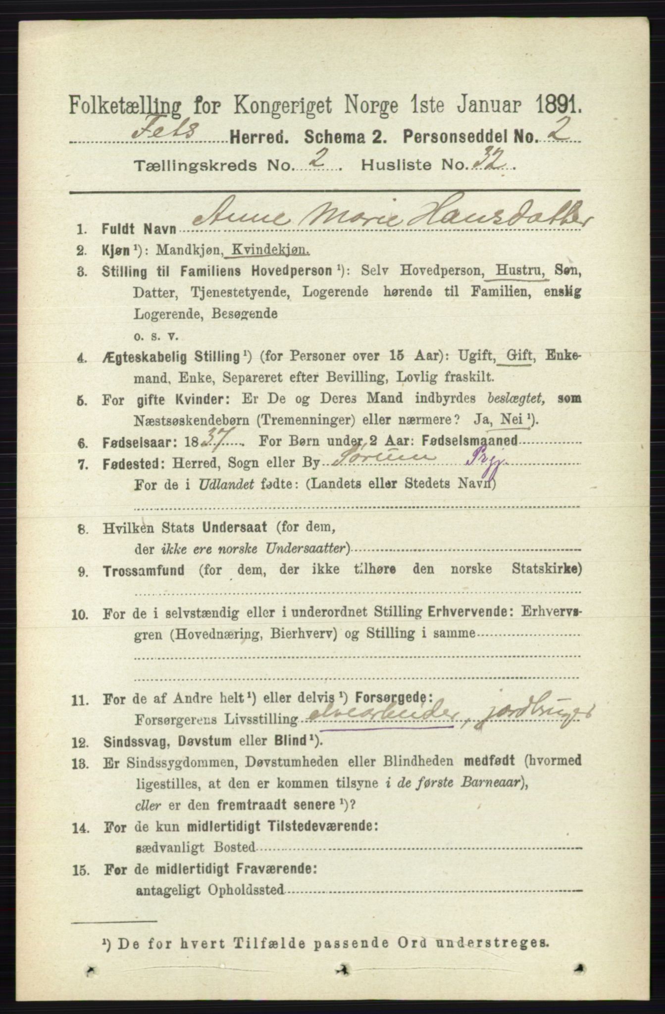 RA, 1891 census for 0227 Fet, 1891, p. 644