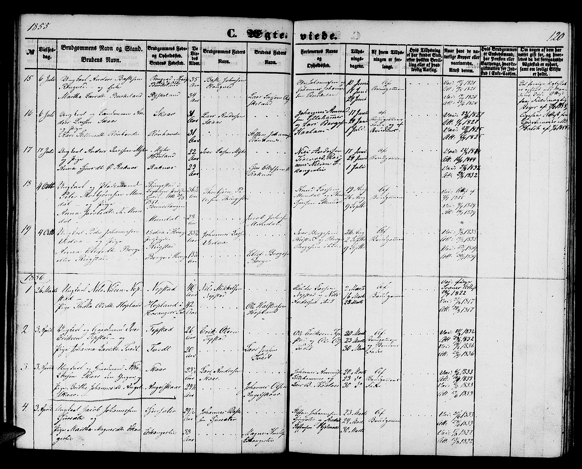 Hamre sokneprestembete, SAB/A-75501/H/Ha/Hab: Parish register (copy) no. B 1, 1852-1863, p. 120