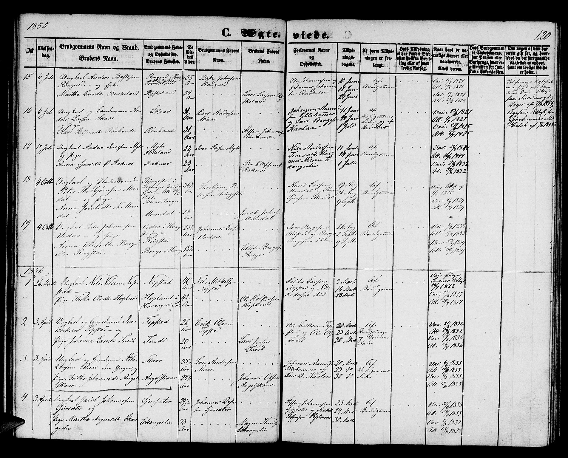 Hamre sokneprestembete, AV/SAB-A-75501/H/Ha/Hab: Parish register (copy) no. B 1, 1852-1863, p. 120