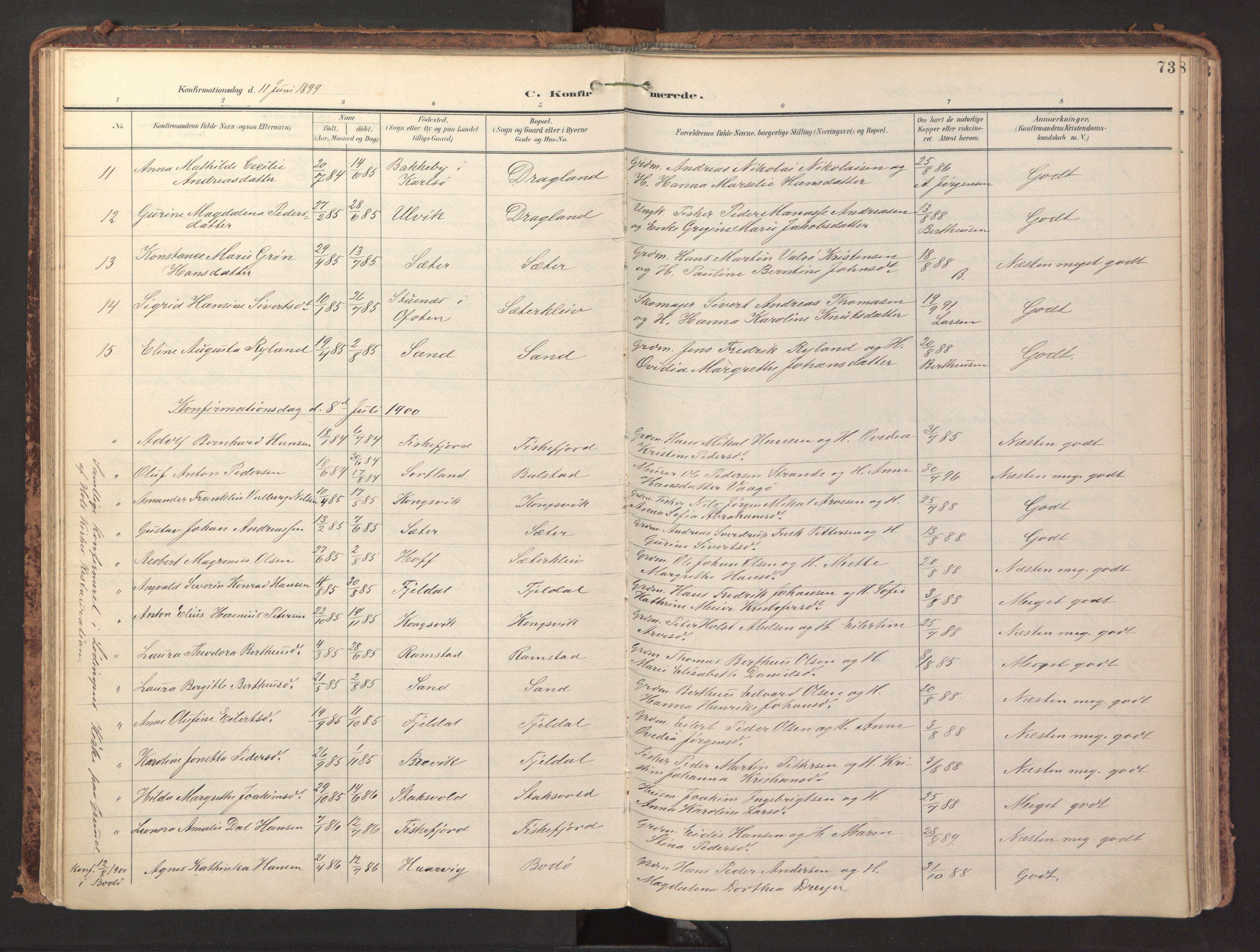 Ministerialprotokoller, klokkerbøker og fødselsregistre - Nordland, SAT/A-1459/865/L0926: Parish register (official) no. 865A04, 1897-1912, p. 73