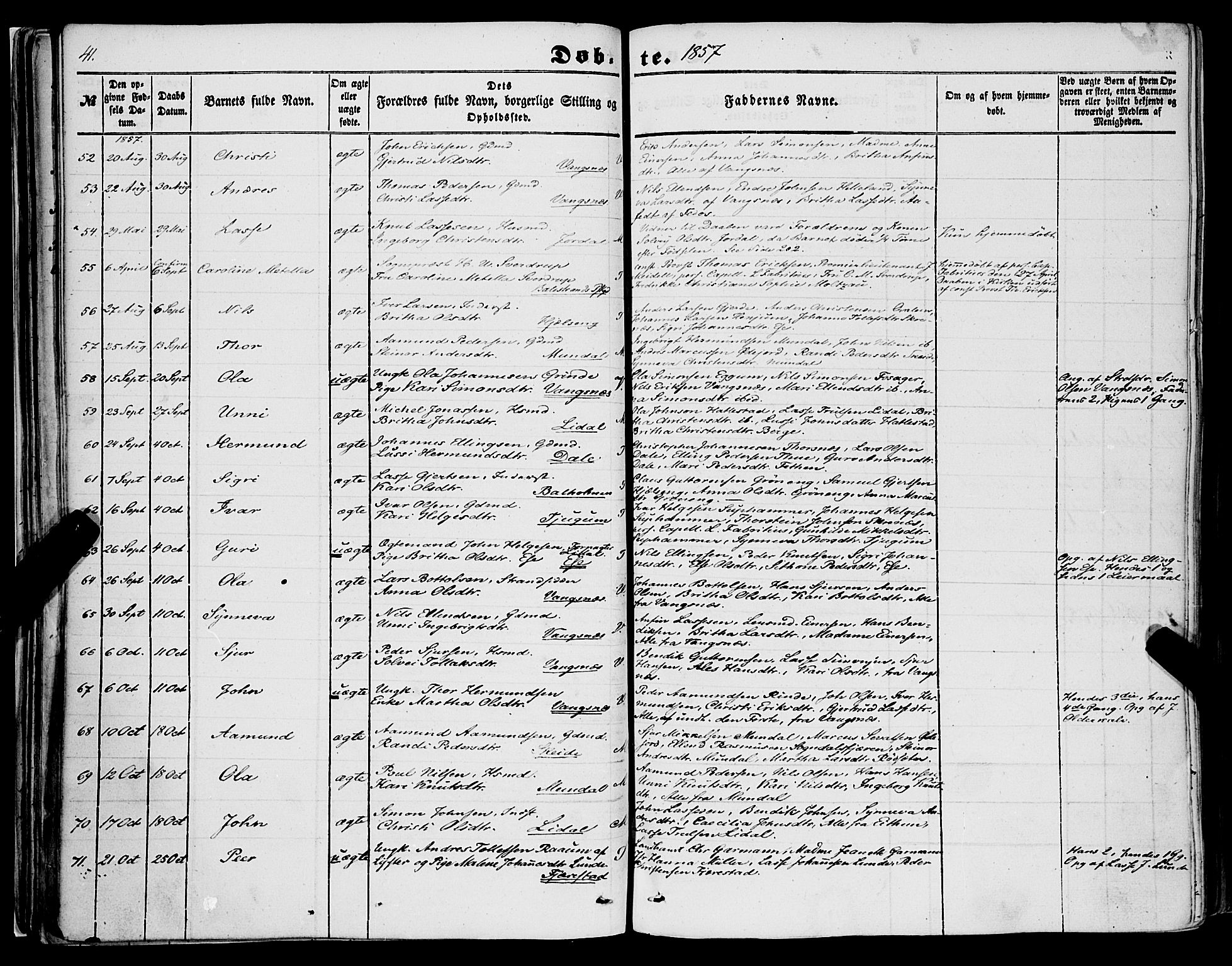 Balestrand sokneprestembete, AV/SAB-A-79601/H/Haa/Haaa/L0002: Parish register (official) no. A 2, 1847-1866, p. 41