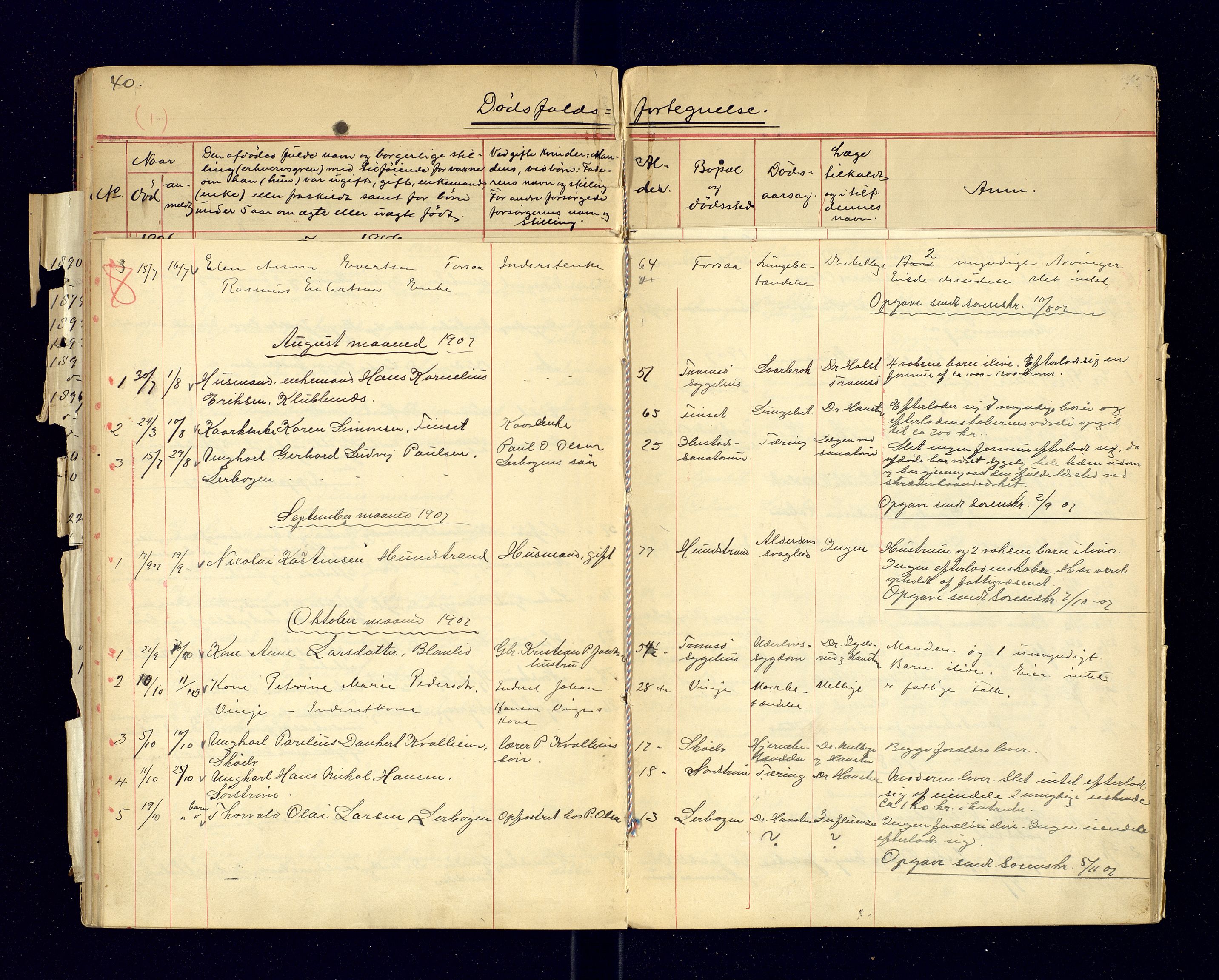 Tranøy lensmannskontor (Sørreisa lensmannskontor), SATØ/SATØ-46/1/F/Fi/Fia/L0146/0003: Dødsfallsprotokoller / Dødsfallsprotokoller. Med register, 1906-1908