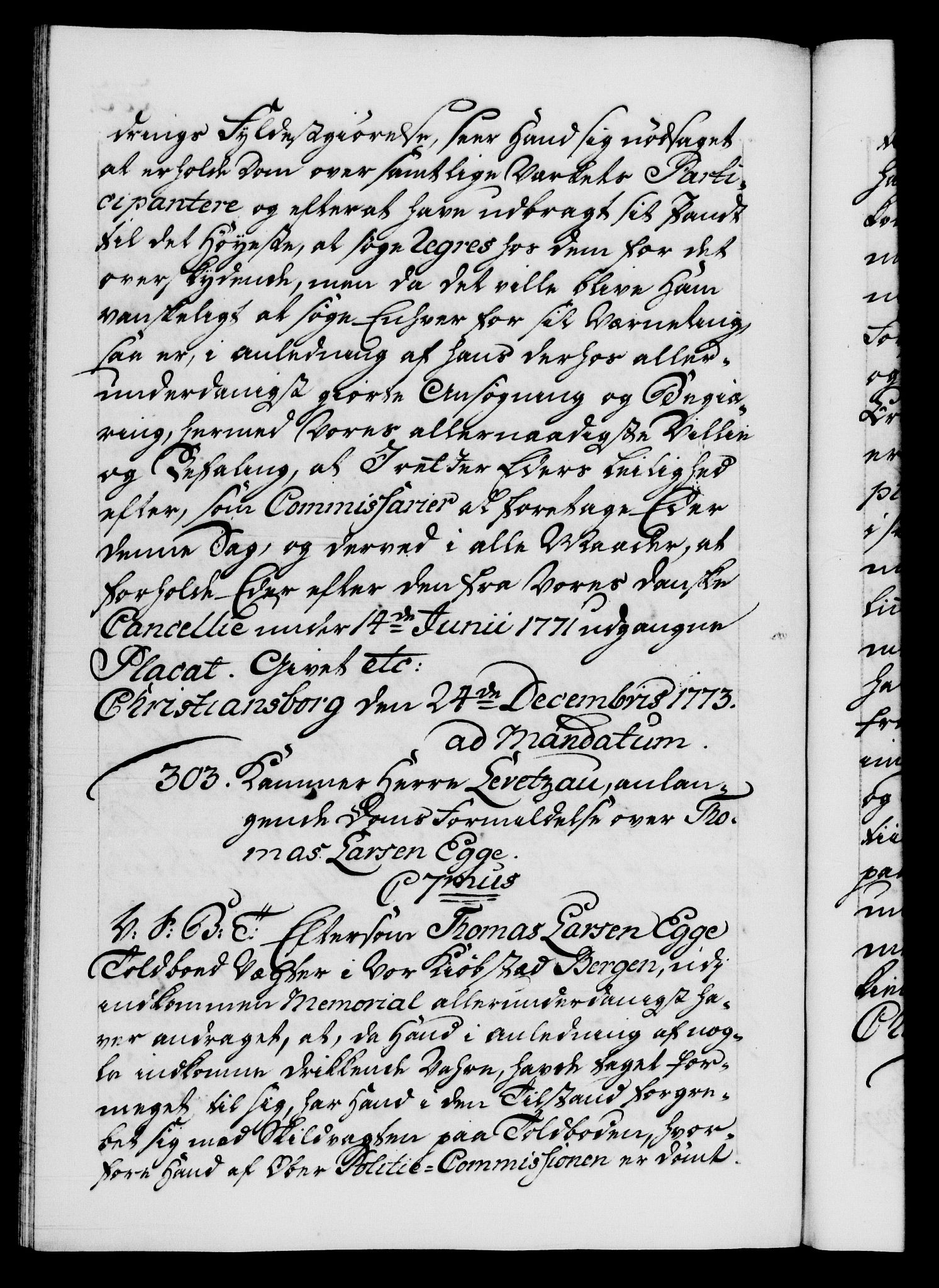 Danske Kanselli 1572-1799, AV/RA-EA-3023/F/Fc/Fca/Fcab/L0041: Norske tegnelser, 1773-1776, p. 243b
