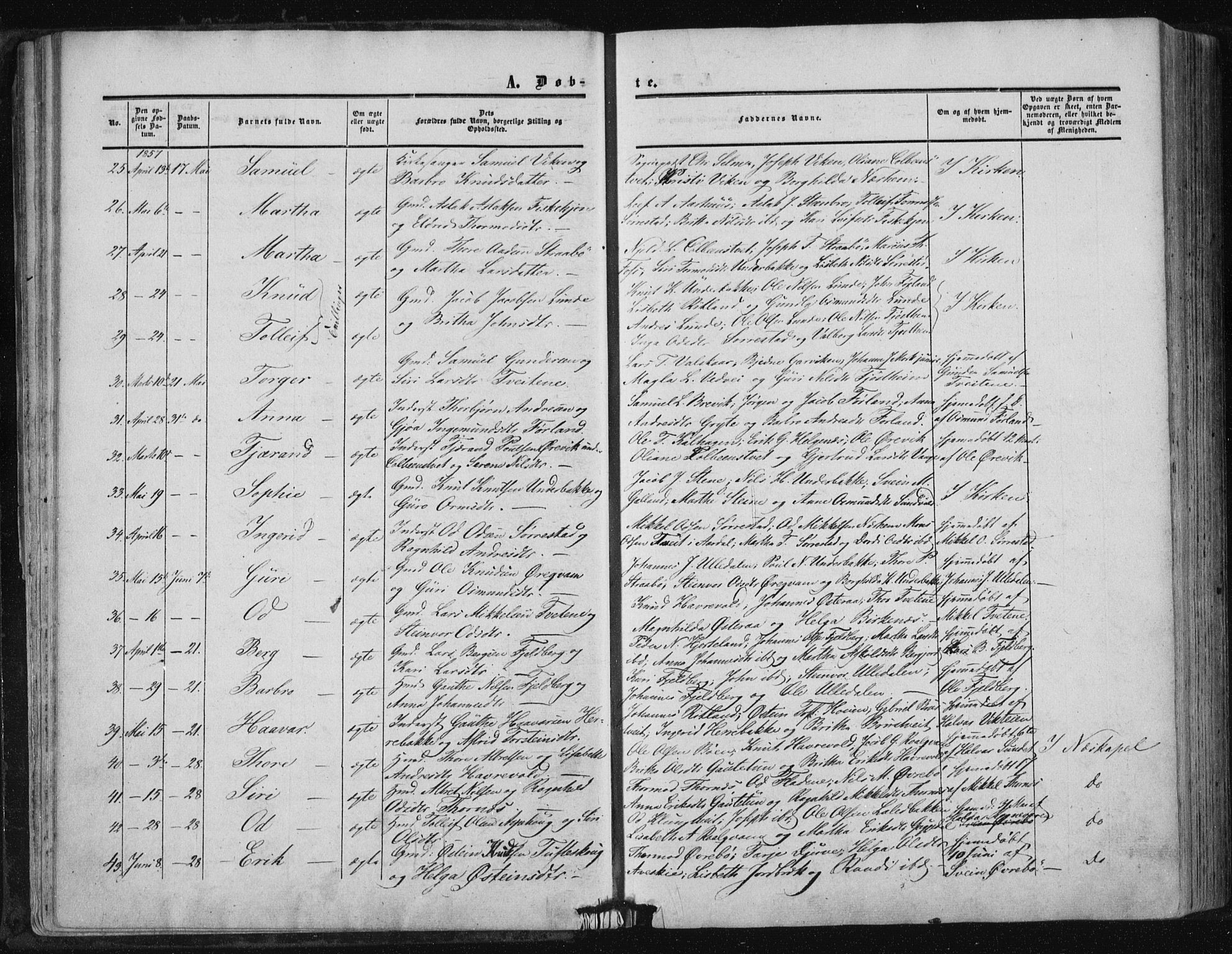 Suldal sokneprestkontor, AV/SAST-A-101845/01/IV/L0009: Parish register (official) no. A 9, 1854-1868