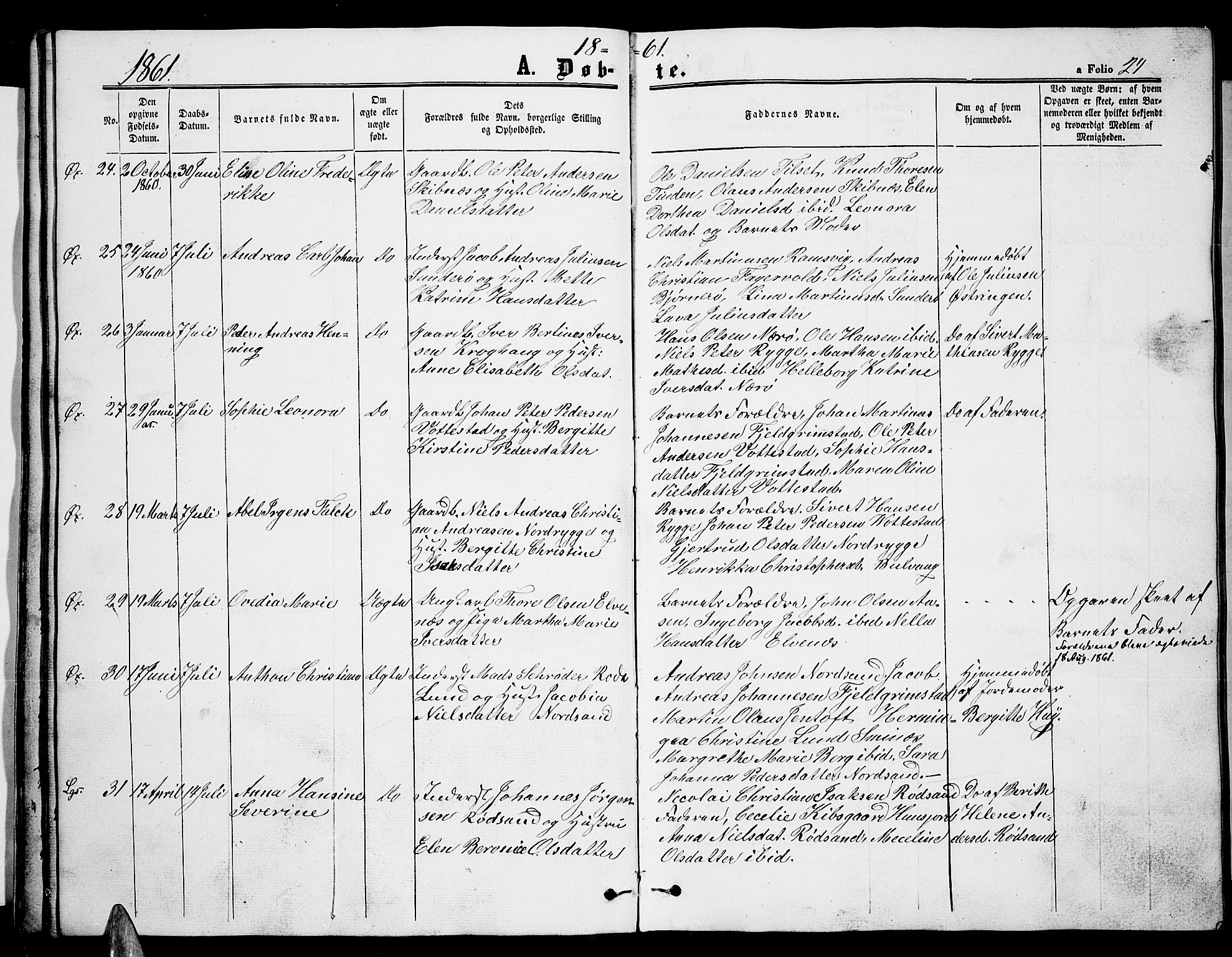 Ministerialprotokoller, klokkerbøker og fødselsregistre - Nordland, SAT/A-1459/893/L1347: Parish register (copy) no. 893C02, 1858-1866, p. 24