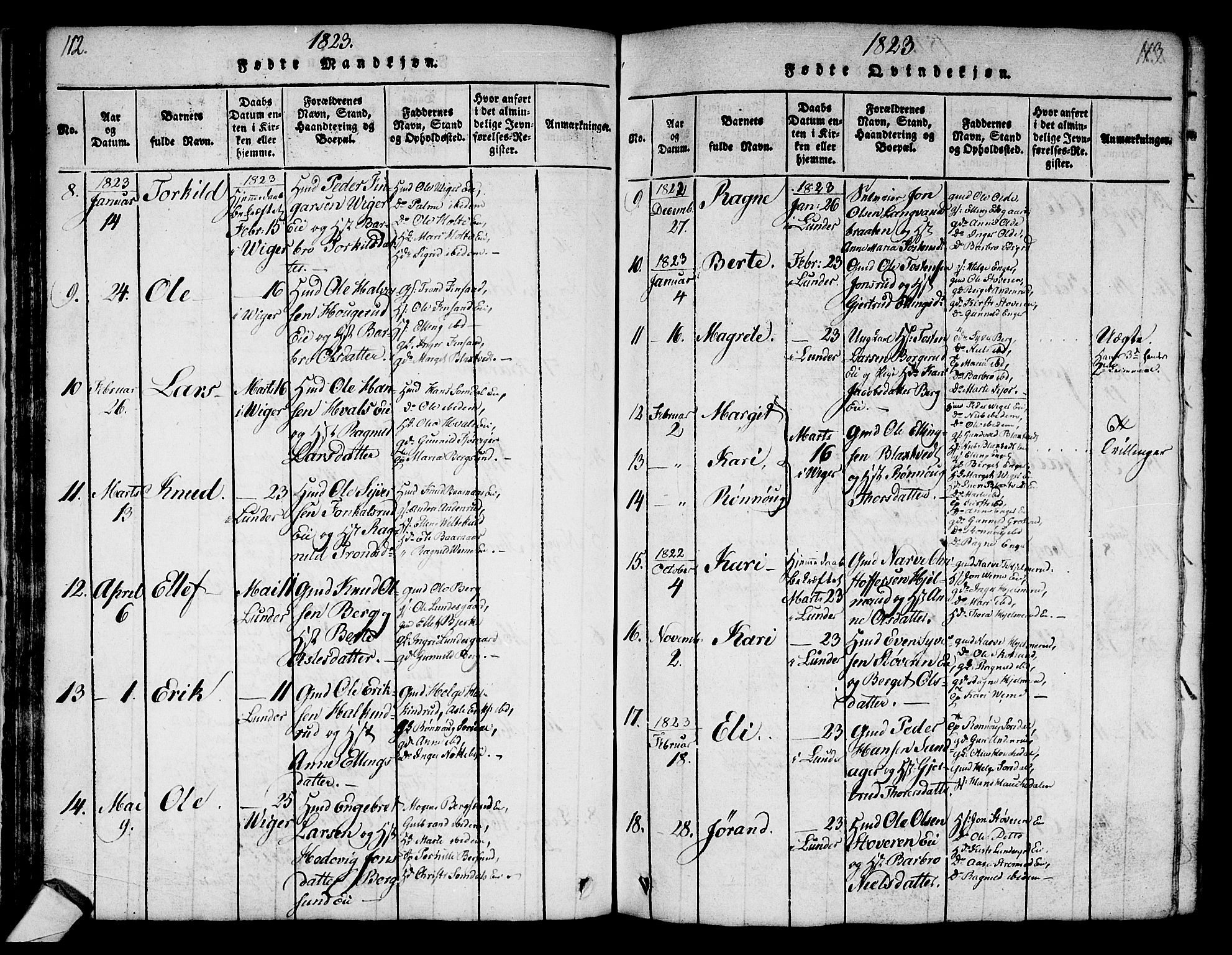 Norderhov kirkebøker, AV/SAKO-A-237/G/Ga/L0003: Parish register (copy) no. I 3 /2, 1814-1876, p. 112-113