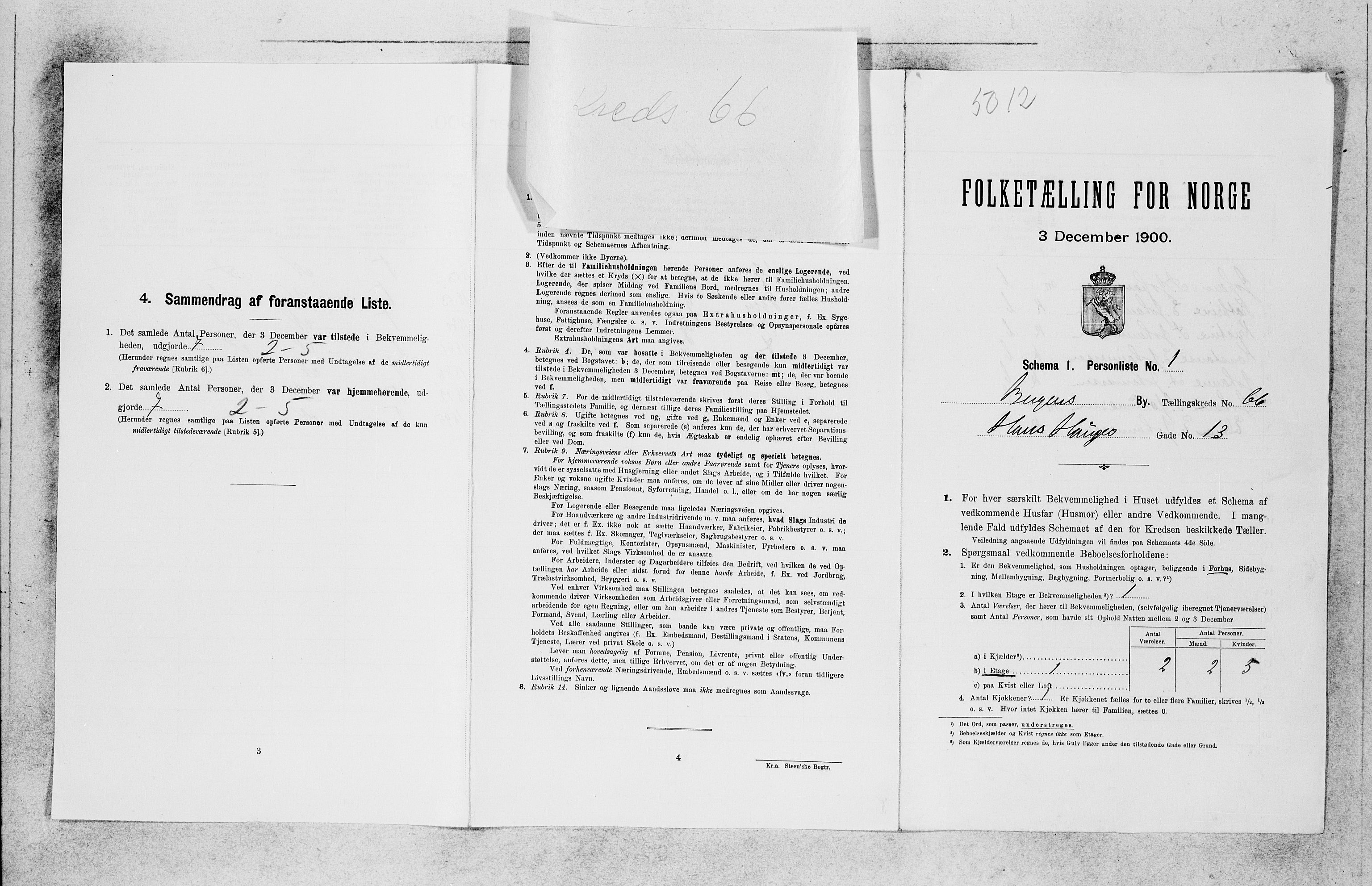 SAB, 1900 census for Bergen, 1900, p. 13666