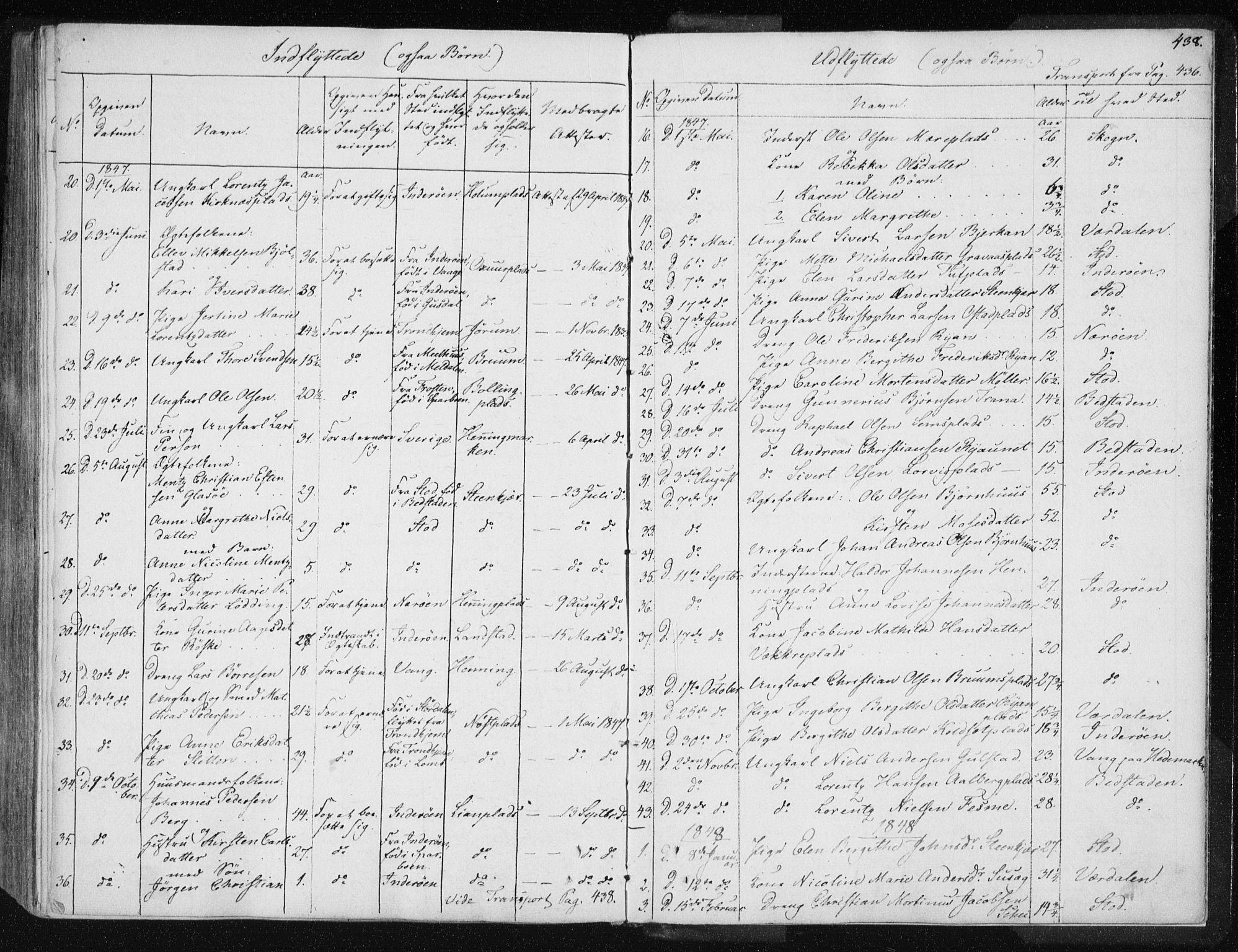 Ministerialprotokoller, klokkerbøker og fødselsregistre - Nord-Trøndelag, AV/SAT-A-1458/735/L0339: Parish register (official) no. 735A06 /1, 1836-1848, p. 438