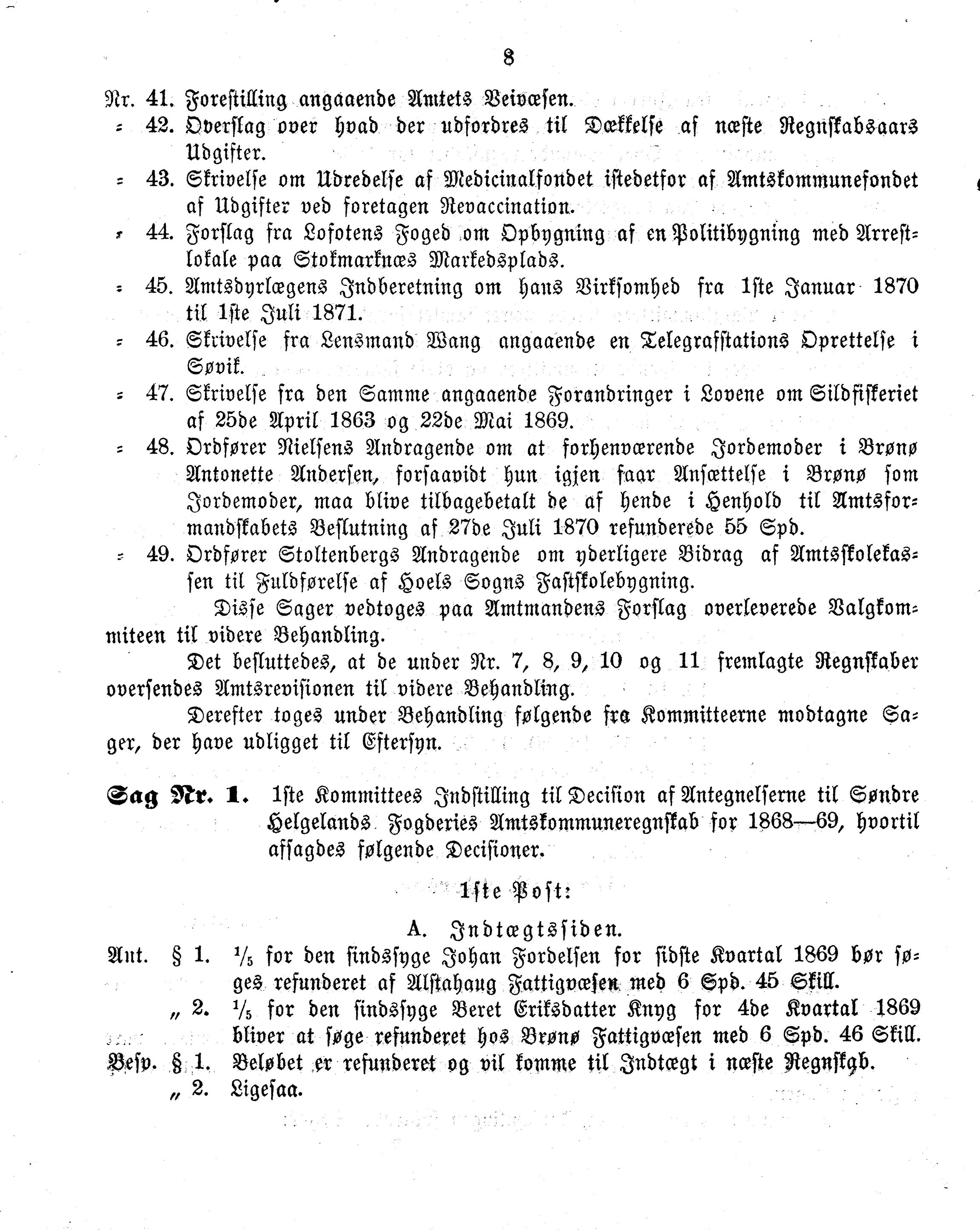 Nordland Fylkeskommune. Fylkestinget, AIN/NFK-17/176/A/Ac/L0007: Fylkestingsforhandlinger 1871-1875, 1871-1875