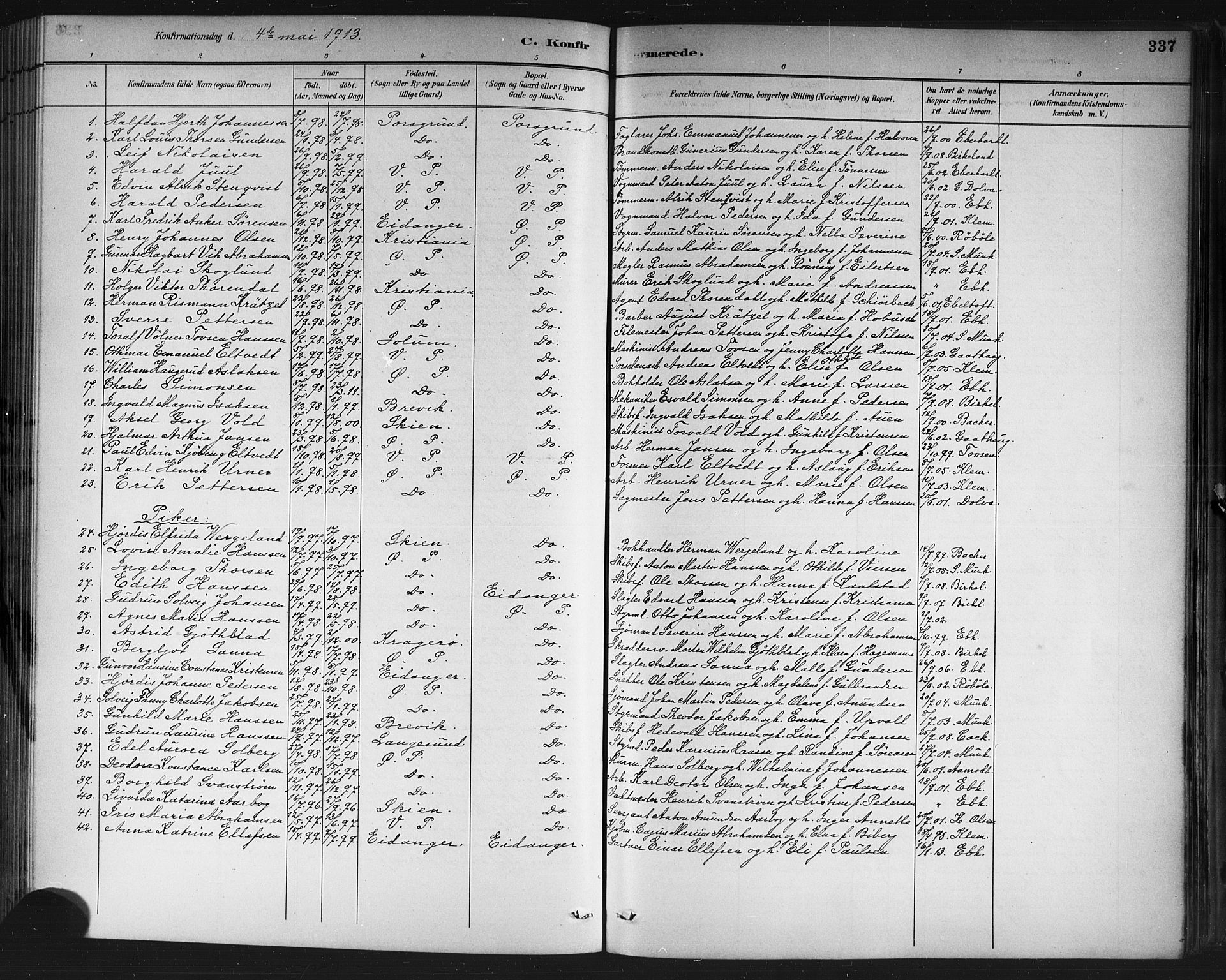 Porsgrunn kirkebøker , SAKO/A-104/G/Gb/L0005: Parish register (copy) no. II 5, 1883-1915, p. 337