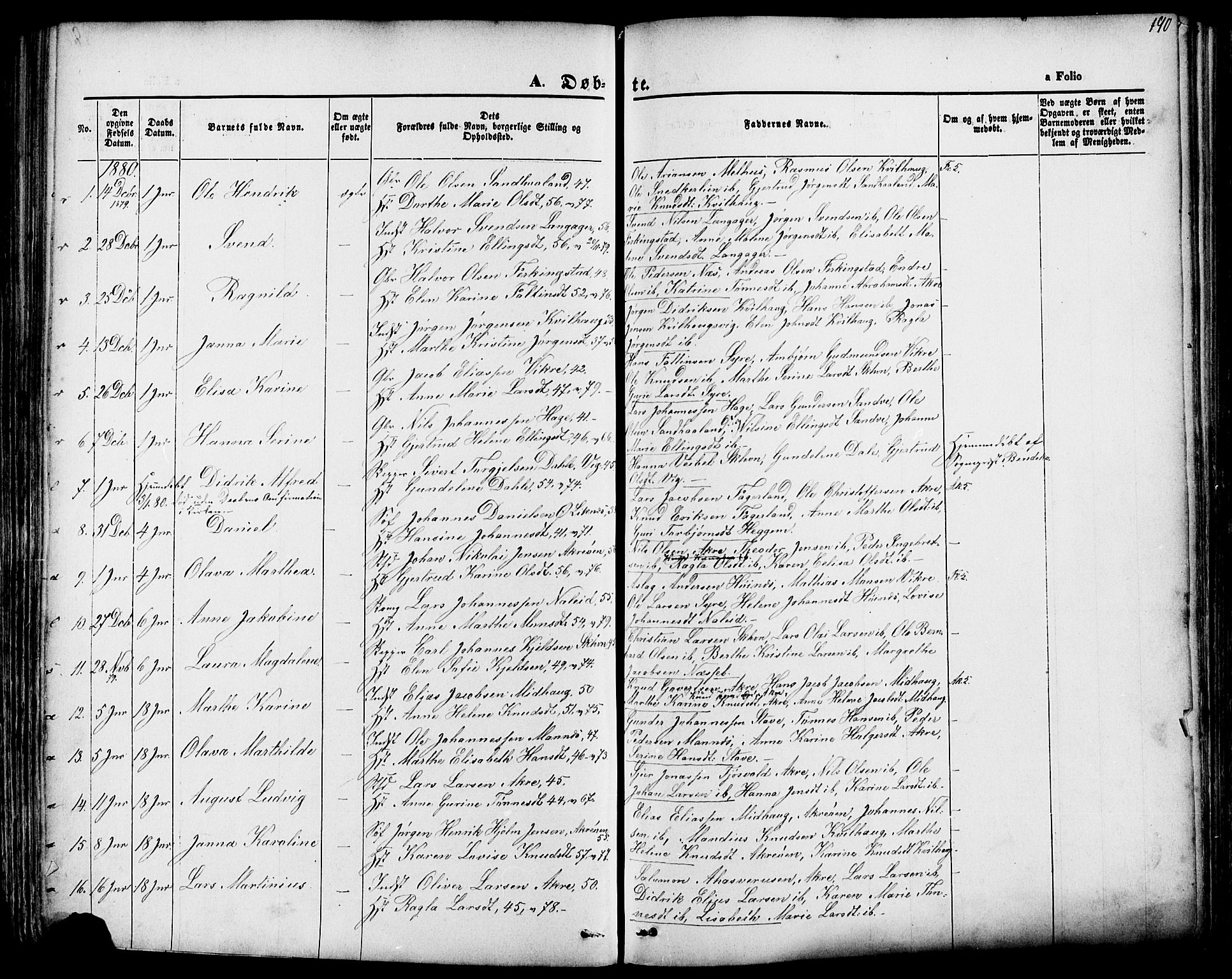 Skudenes sokneprestkontor, SAST/A -101849/H/Ha/Haa/L0006: Parish register (official) no. A 4, 1864-1881, p. 190