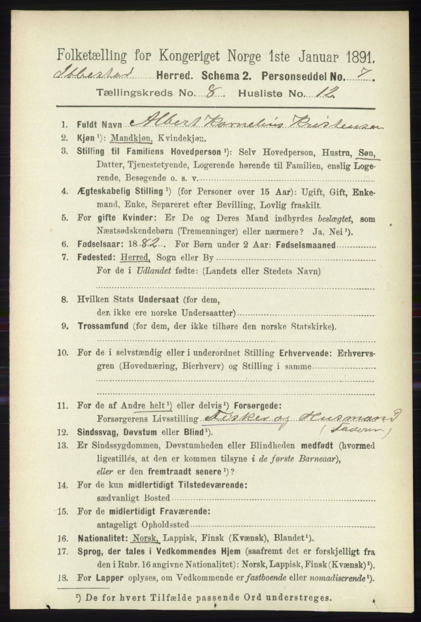RA, 1891 census for 1917 Ibestad, 1891, p. 5309