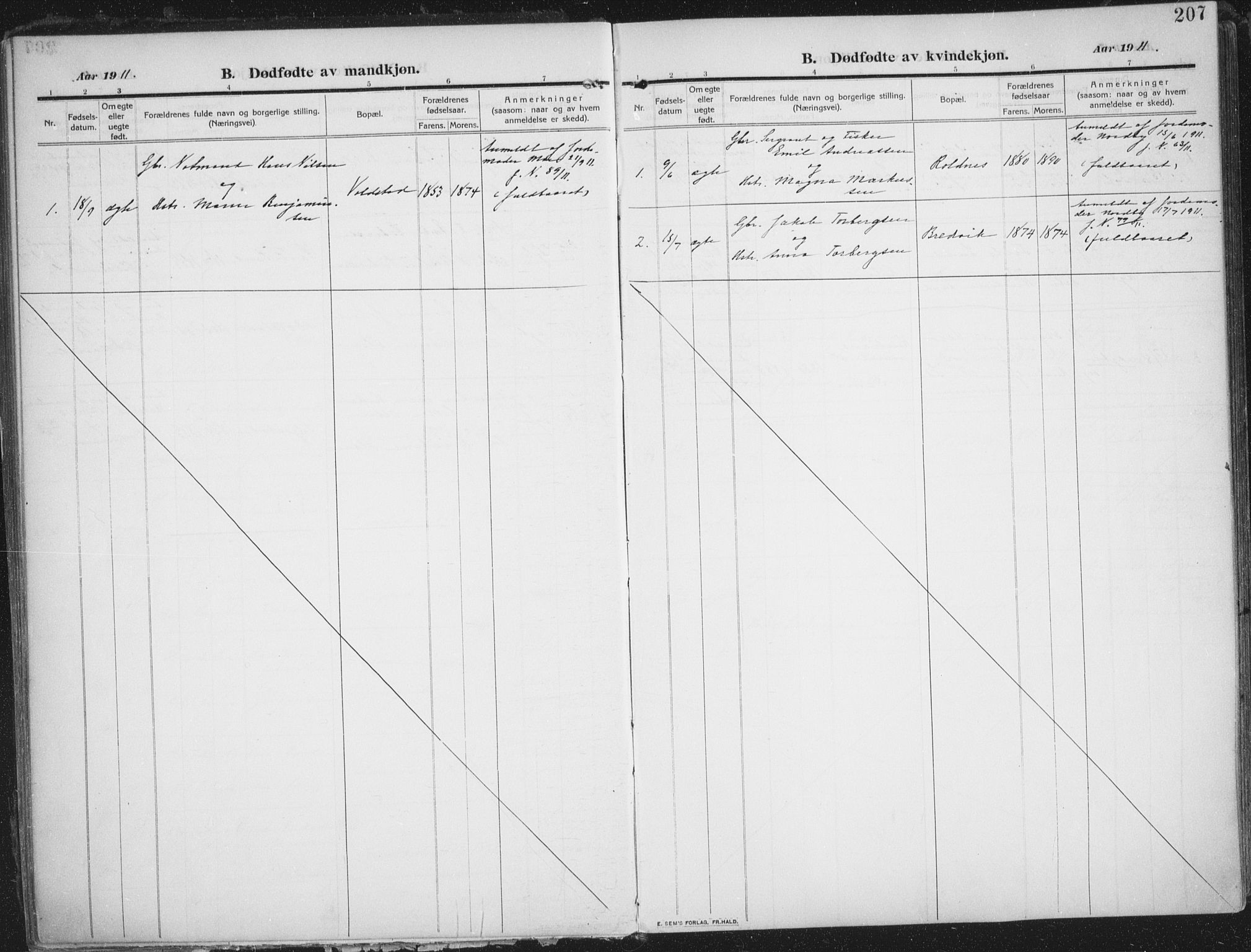 Trondenes sokneprestkontor, SATØ/S-1319/H/Ha/L0018kirke: Parish register (official) no. 18, 1909-1918, p. 207