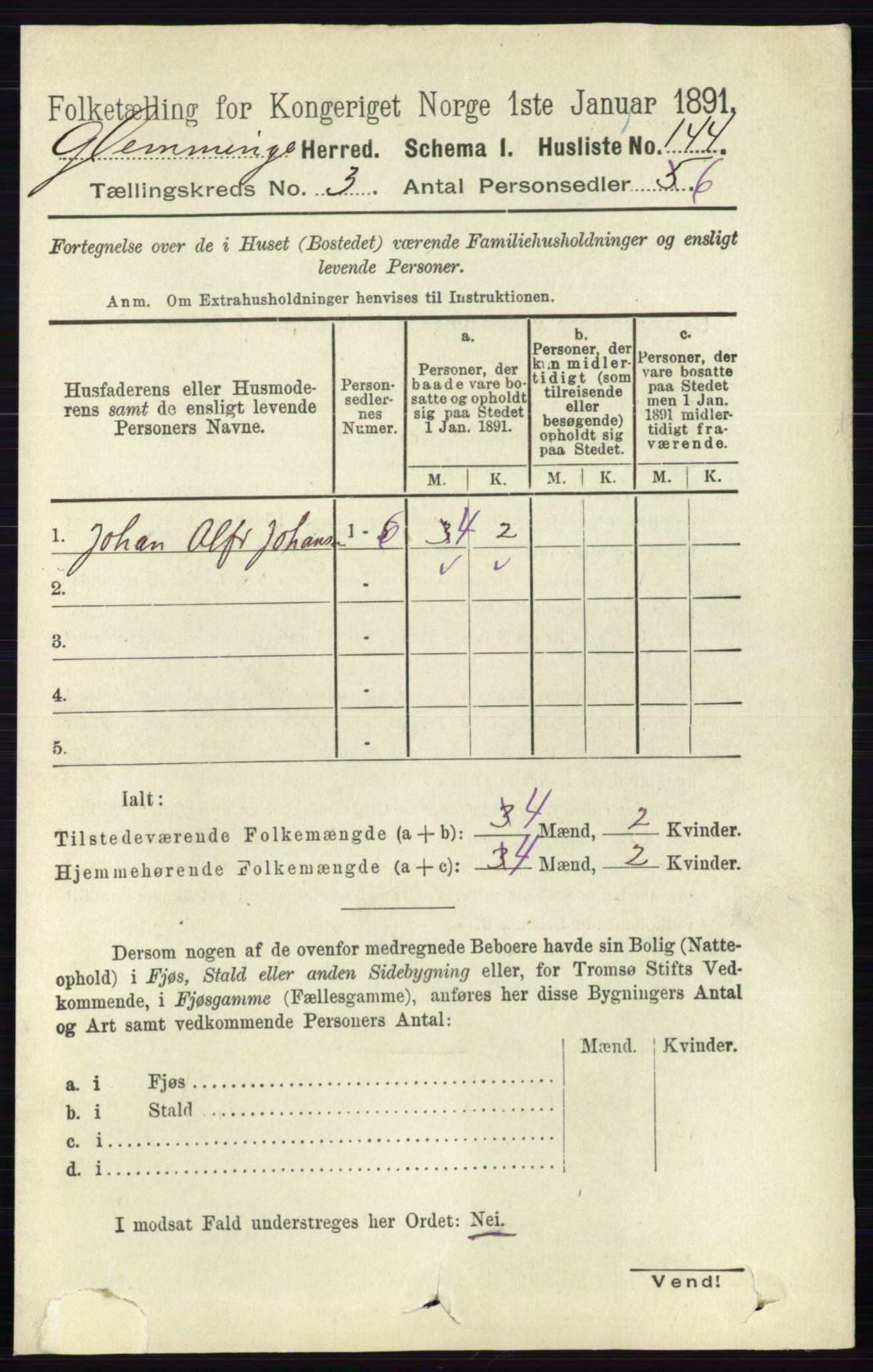 RA, 1891 census for 0132 Glemmen, 1891, p. 1939