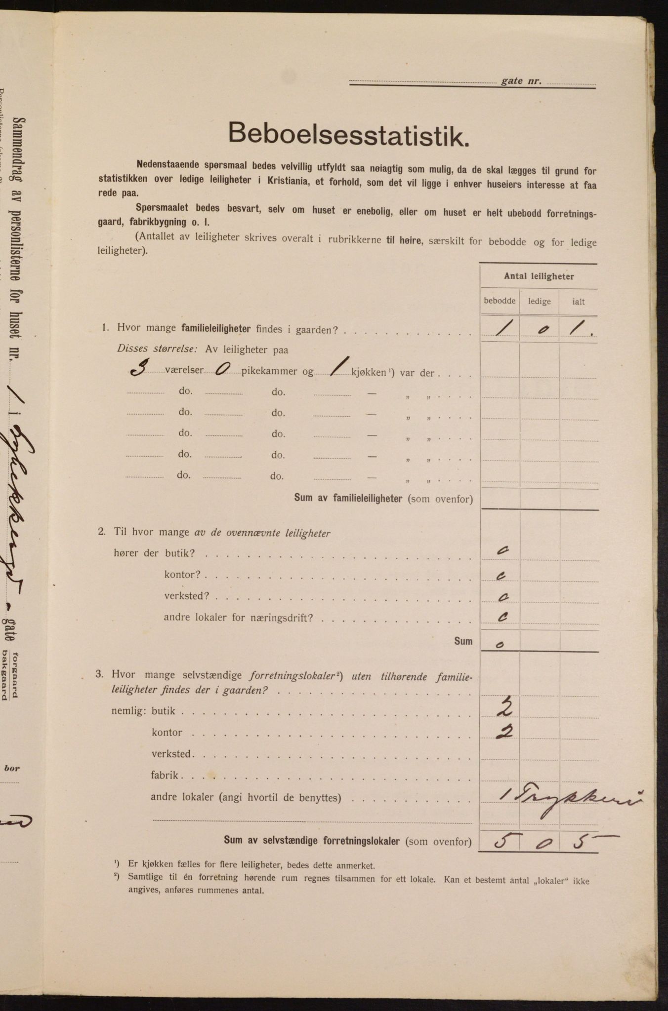 OBA, Municipal Census 1913 for Kristiania, 1913, p. 58215