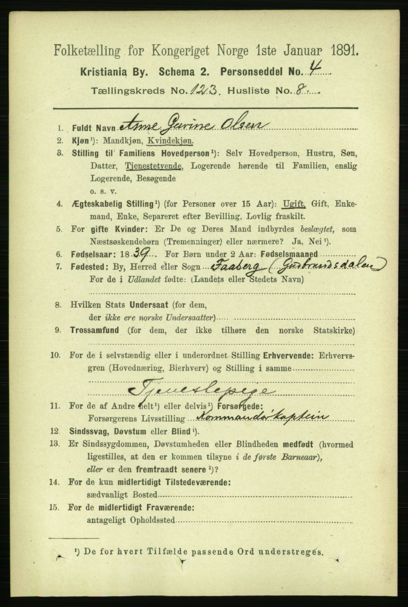 RA, 1891 census for 0301 Kristiania, 1891, p. 65190