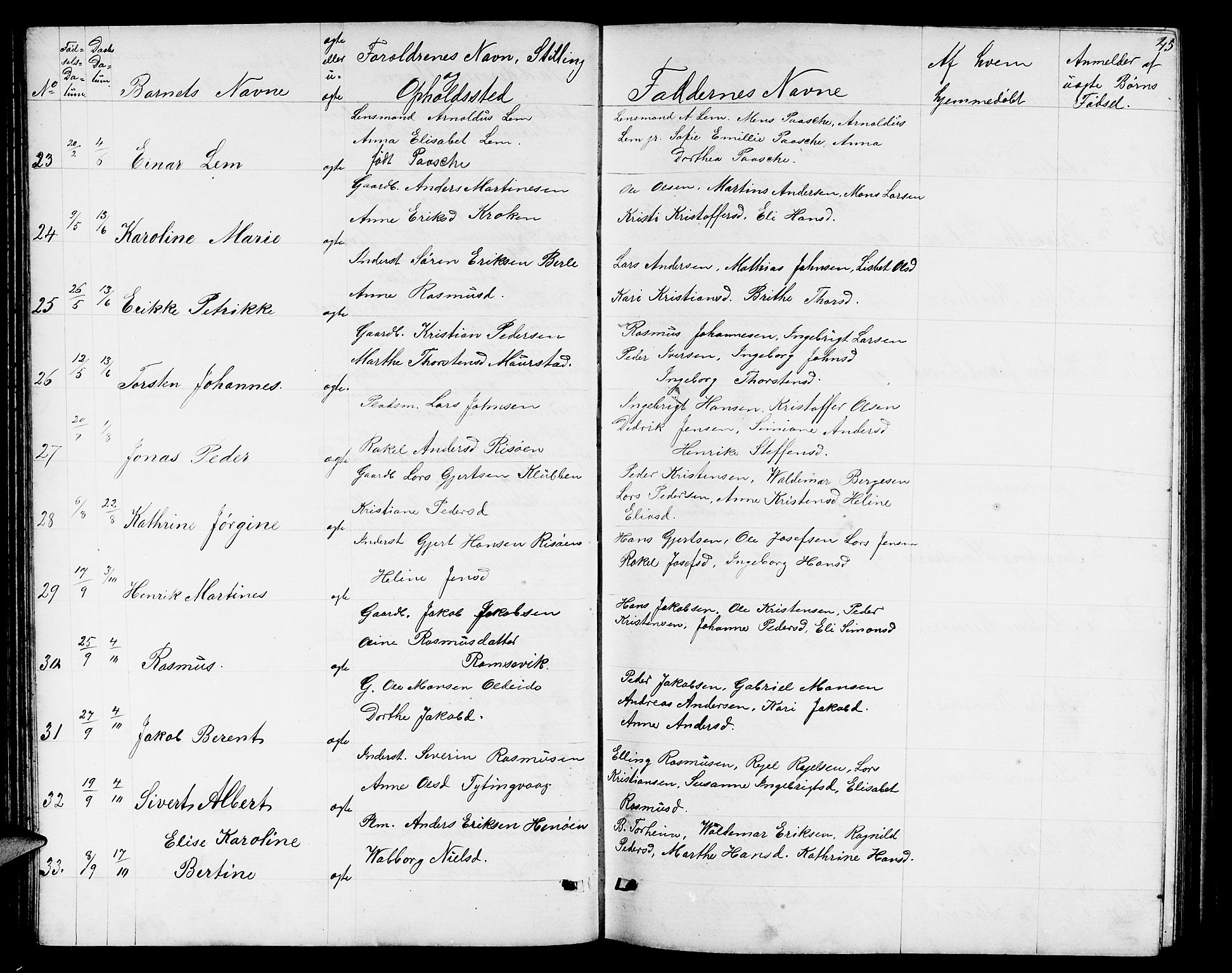Davik sokneprestembete, SAB/A-79701/H/Hab/Habc/L0001: Parish register (copy) no. C 1, 1866-1888, p. 45