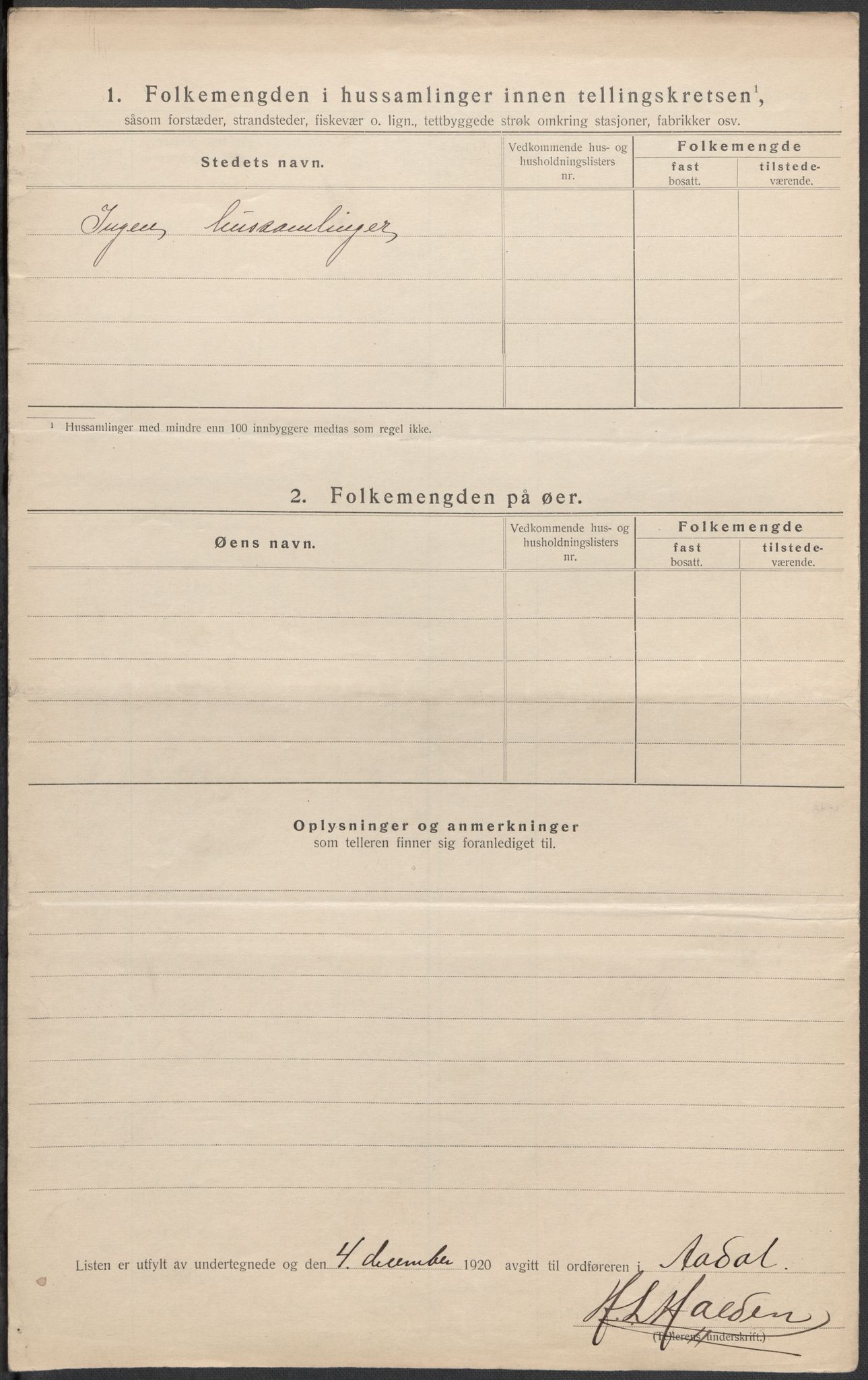 SAKO, 1920 census for Ådal, 1920, p. 50