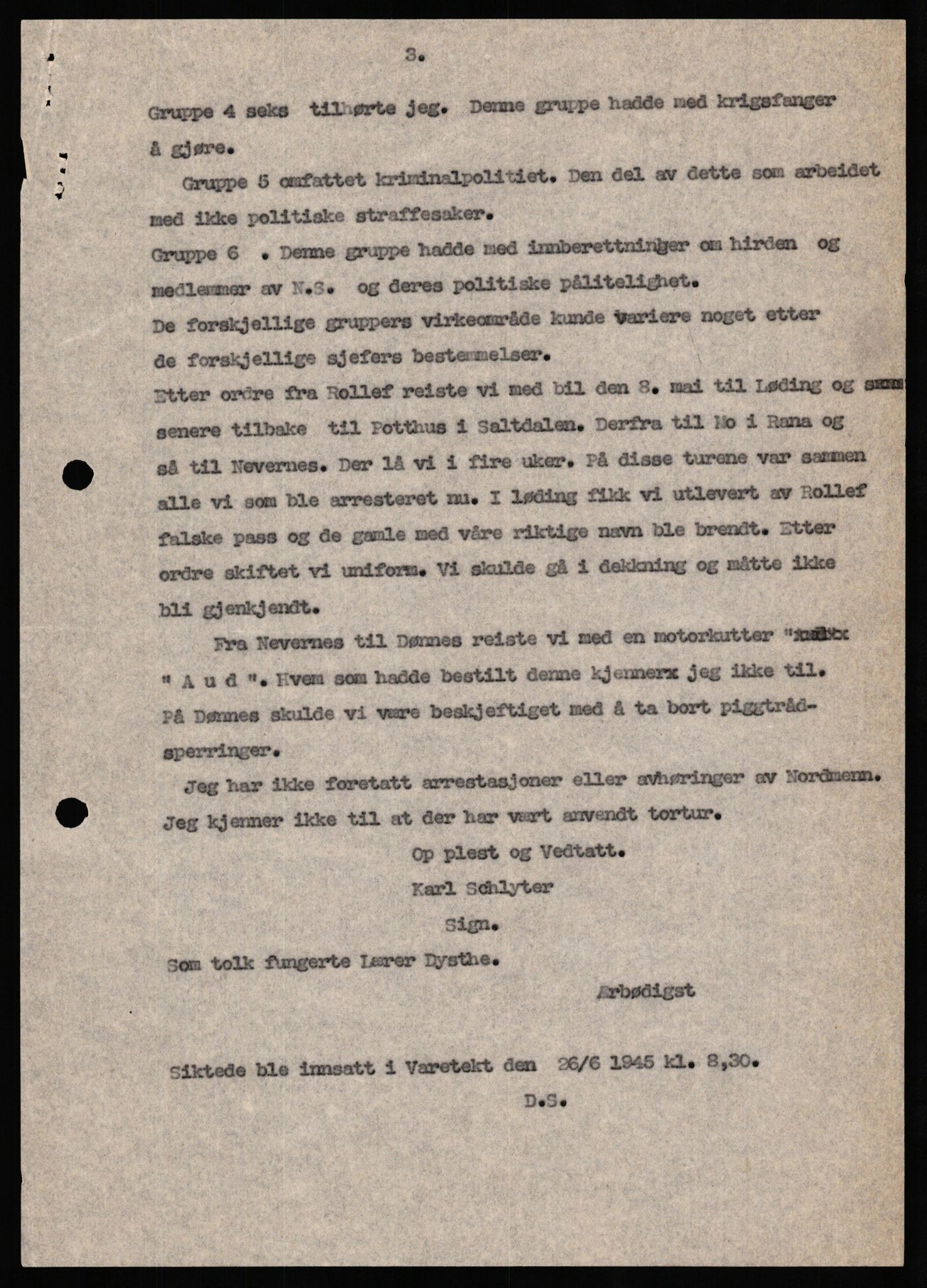 Forsvaret, Forsvarets overkommando II, RA/RAFA-3915/D/Db/L0029: CI Questionaires. Tyske okkupasjonsstyrker i Norge. Tyskere., 1945-1946, p. 312