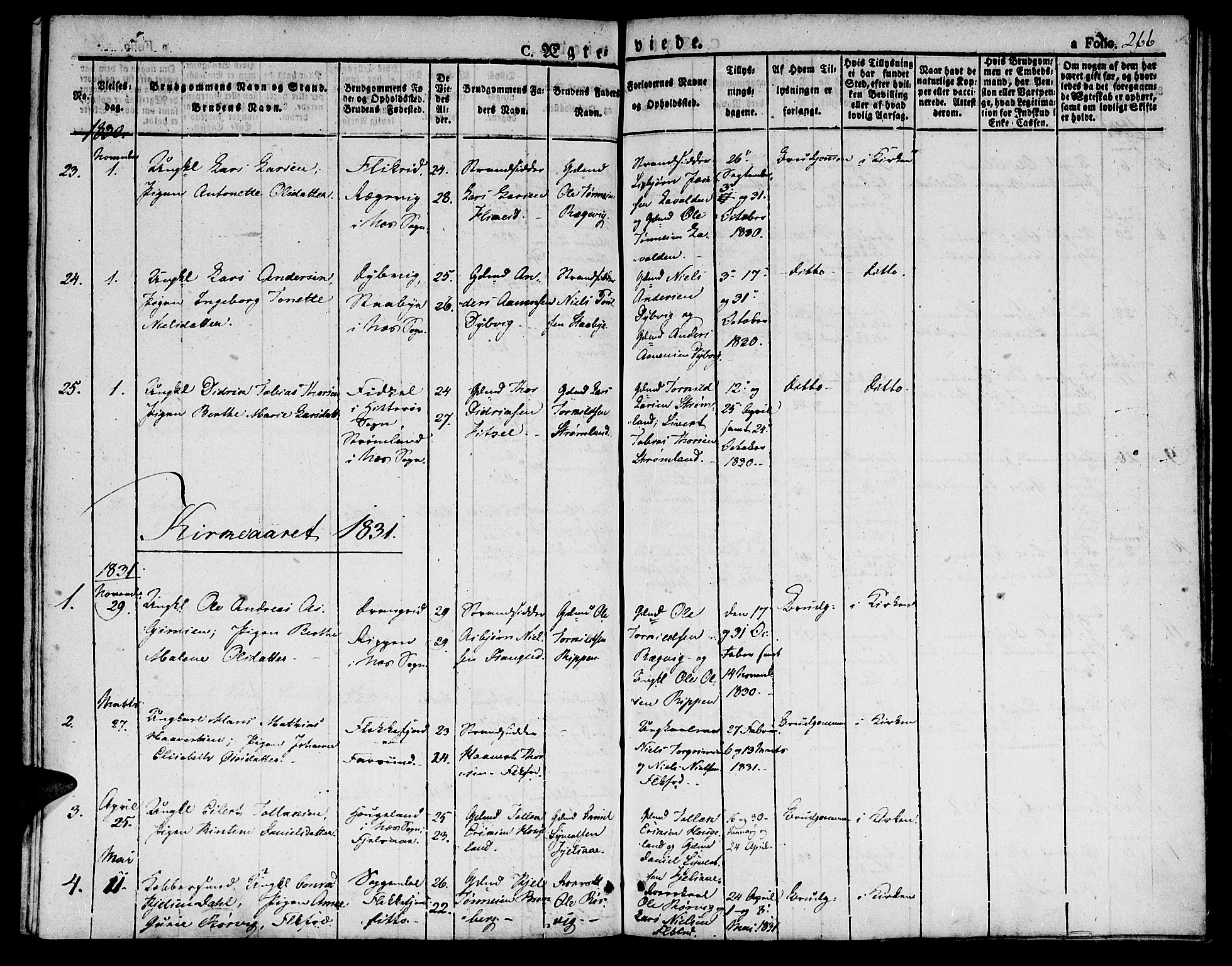 Flekkefjord sokneprestkontor, AV/SAK-1111-0012/F/Fb/Fbc/L0004: Parish register (copy) no. B 4, 1827-1846, p. 266