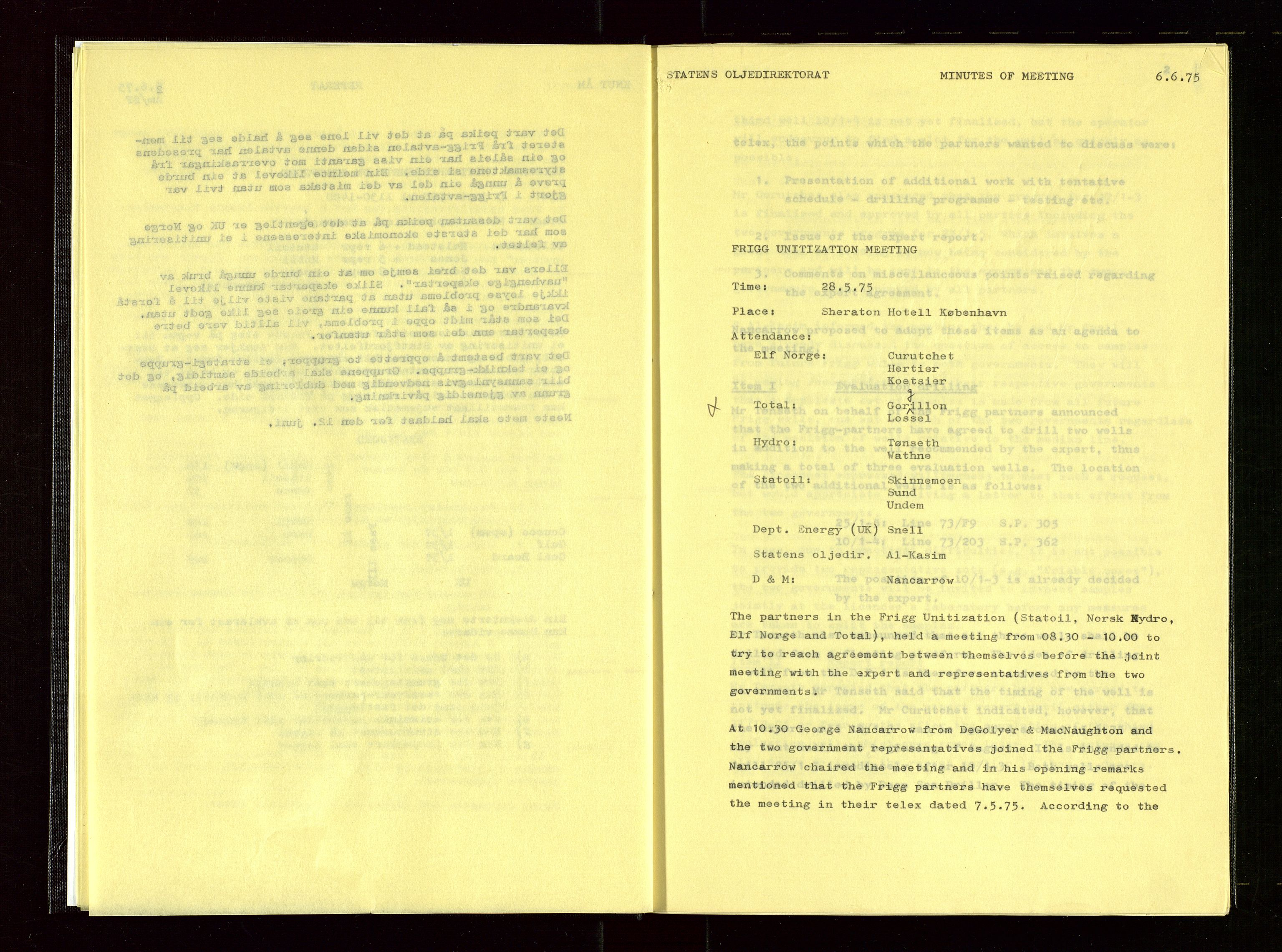 Oljedirektoratet, AV/SAST-A-101366/Aa/L0004: Referatprotokoller, 1975