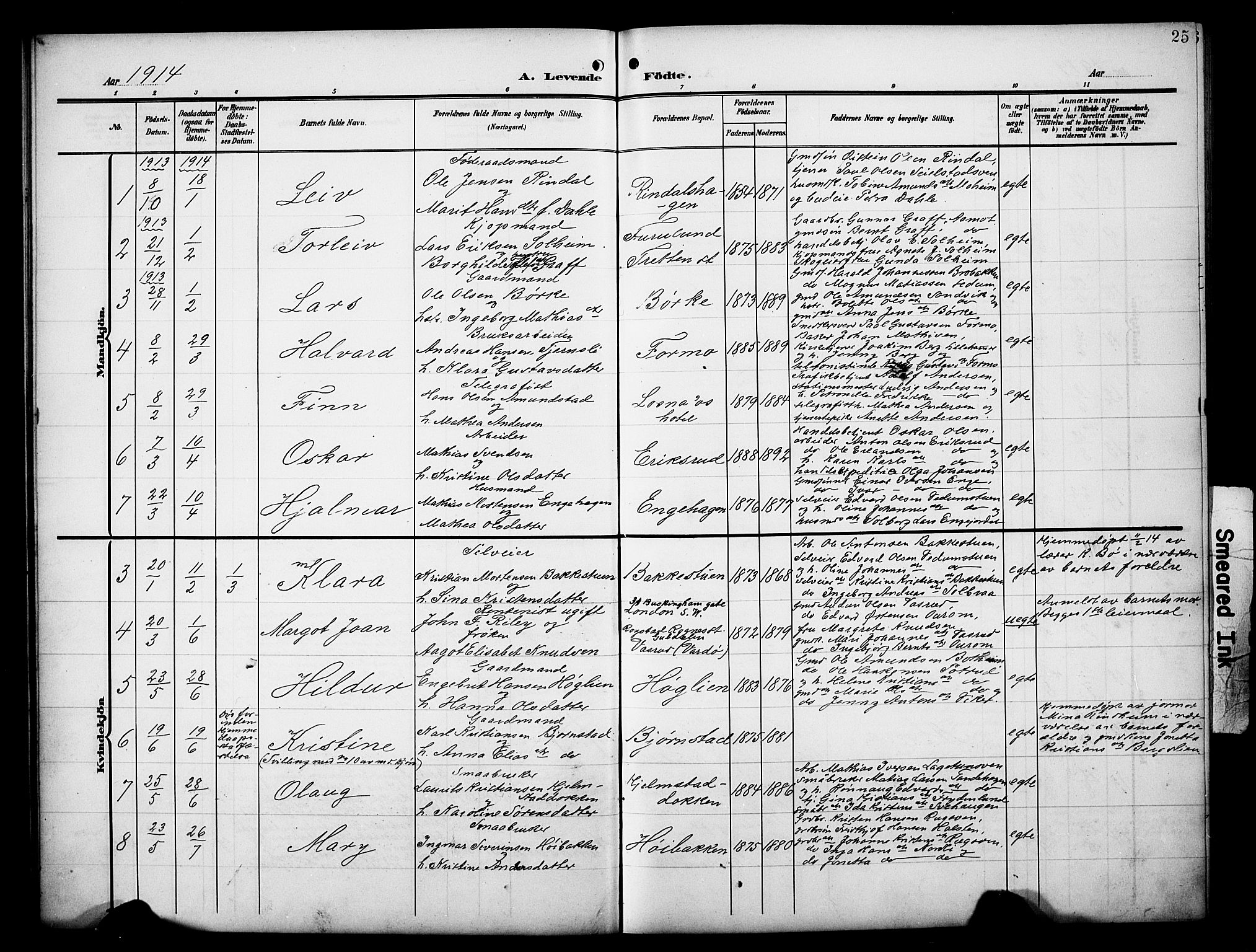 Øyer prestekontor, SAH/PREST-084/H/Ha/Hab/L0006: Parish register (copy) no. 6, 1906-1929, p. 25