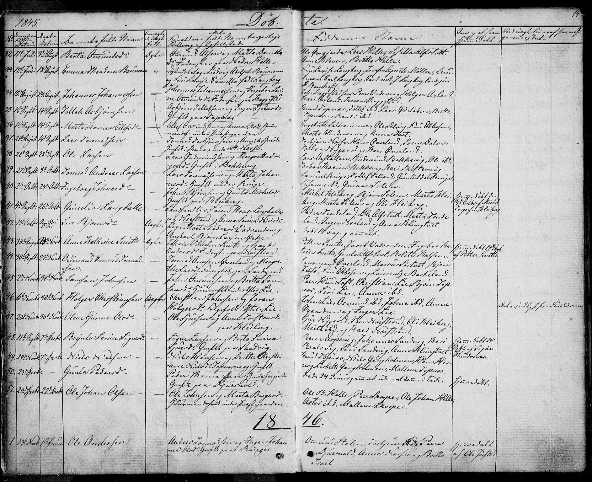 Nedstrand sokneprestkontor, SAST/A-101841/01/IV: Parish register (official) no. A 8, 1839-1860, p. 14